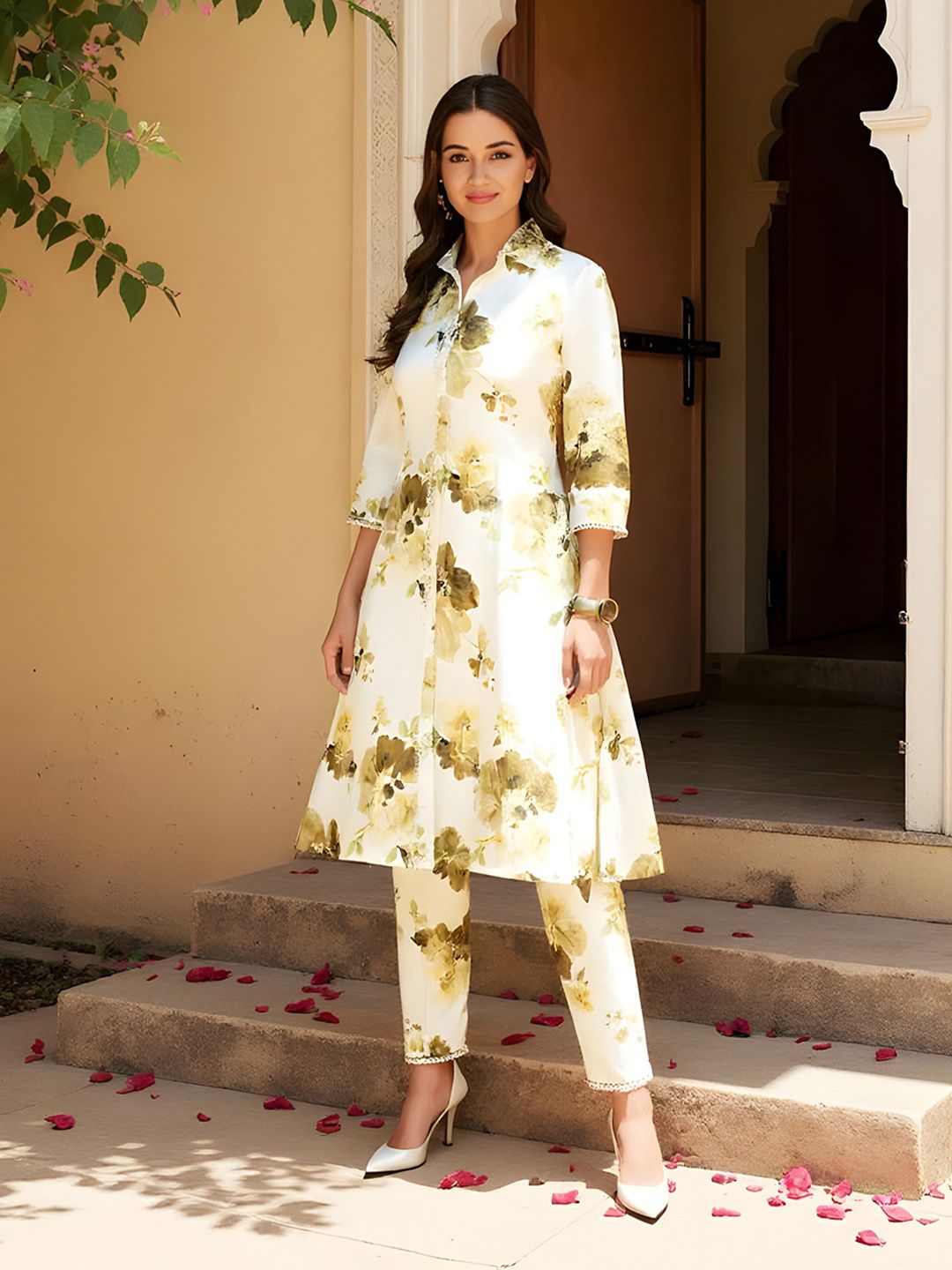 SZN Women Floral Printed A-Line Straight Regular Kurta Sets