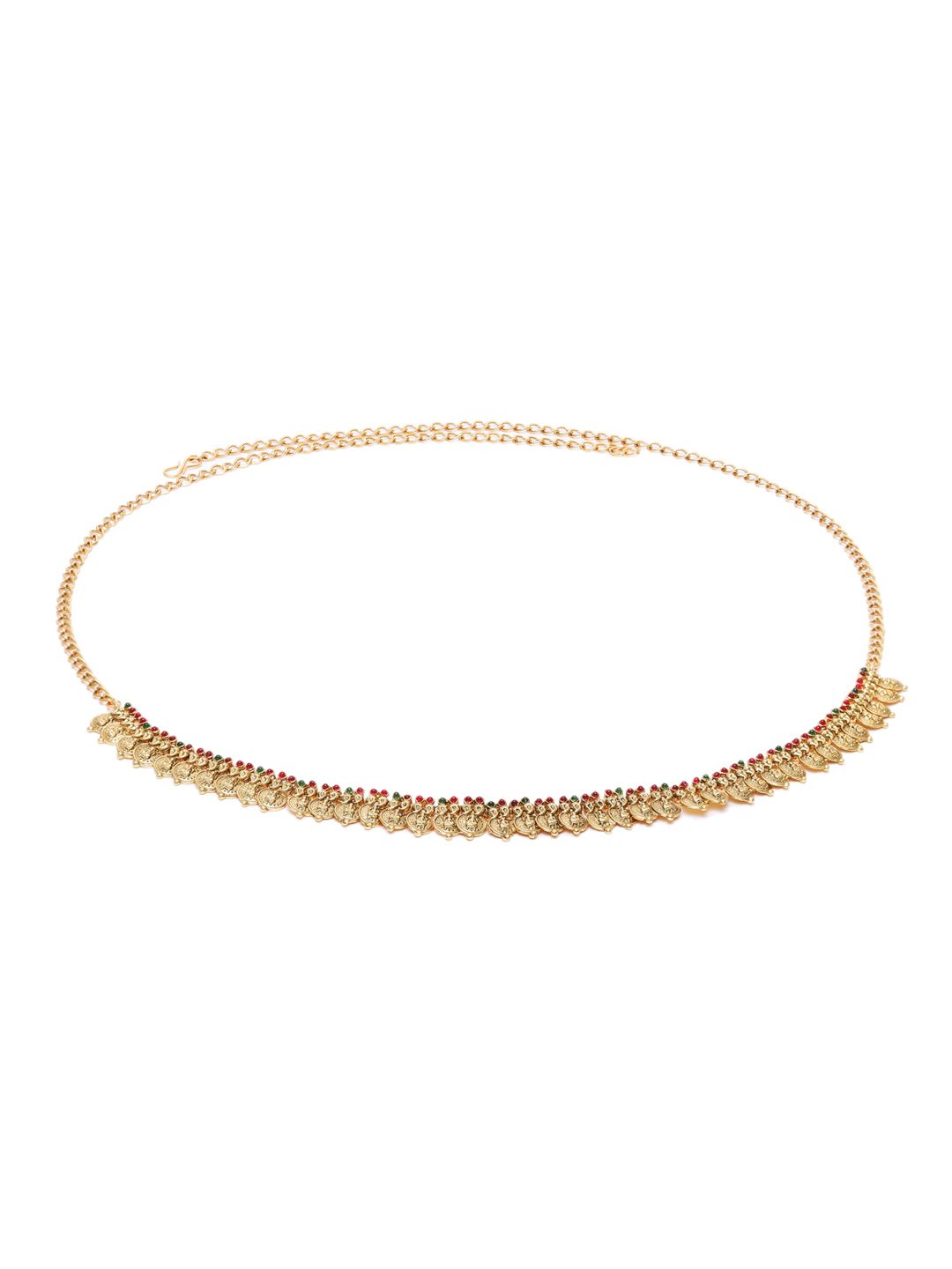 Peora Gold Plated Kundan Studded Waist Chain Saree Accessories-picture-18