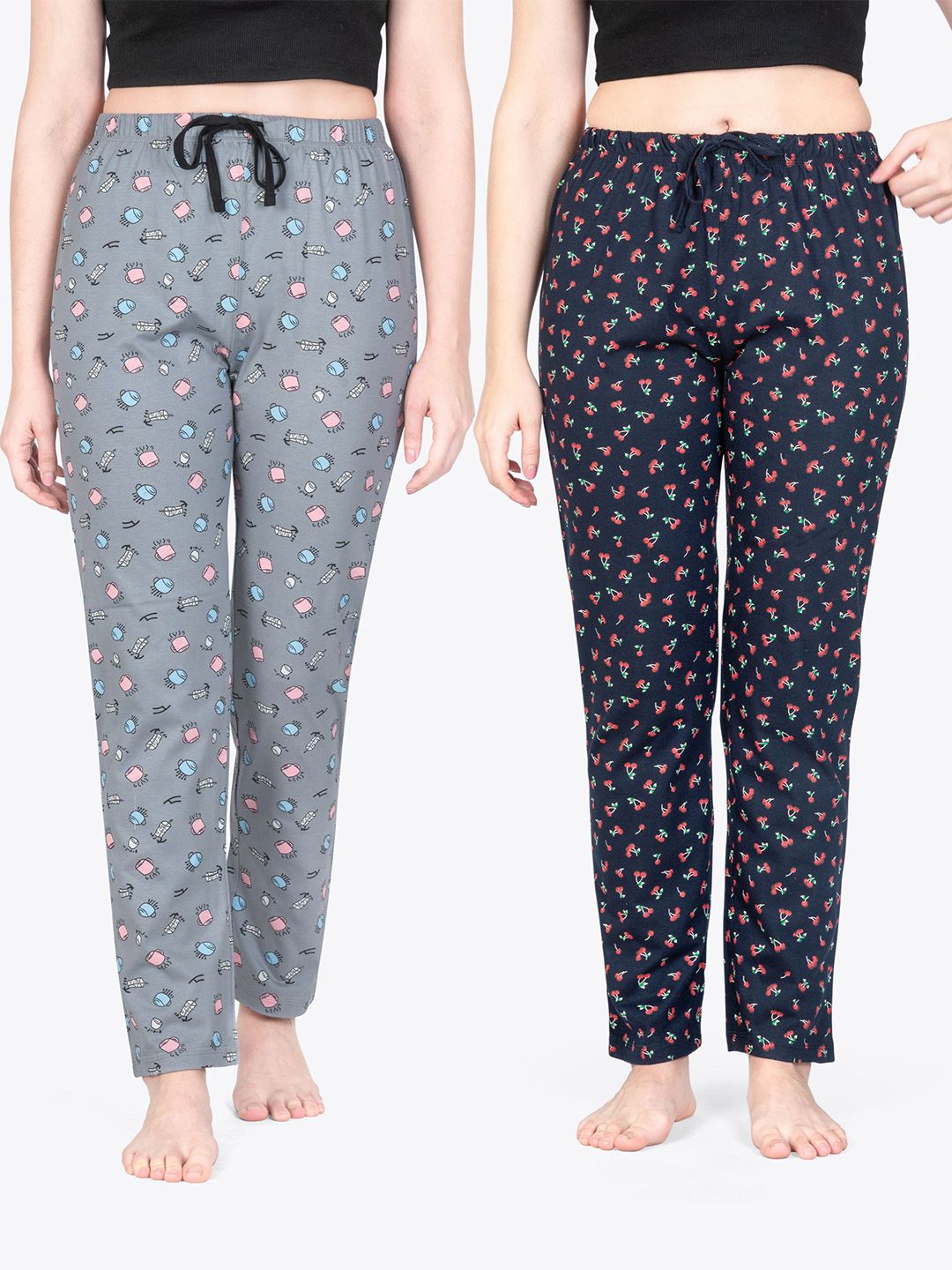 ariel Pack Of 2 Printed Pure Cotton Breathable Lounge Pants-picture-30