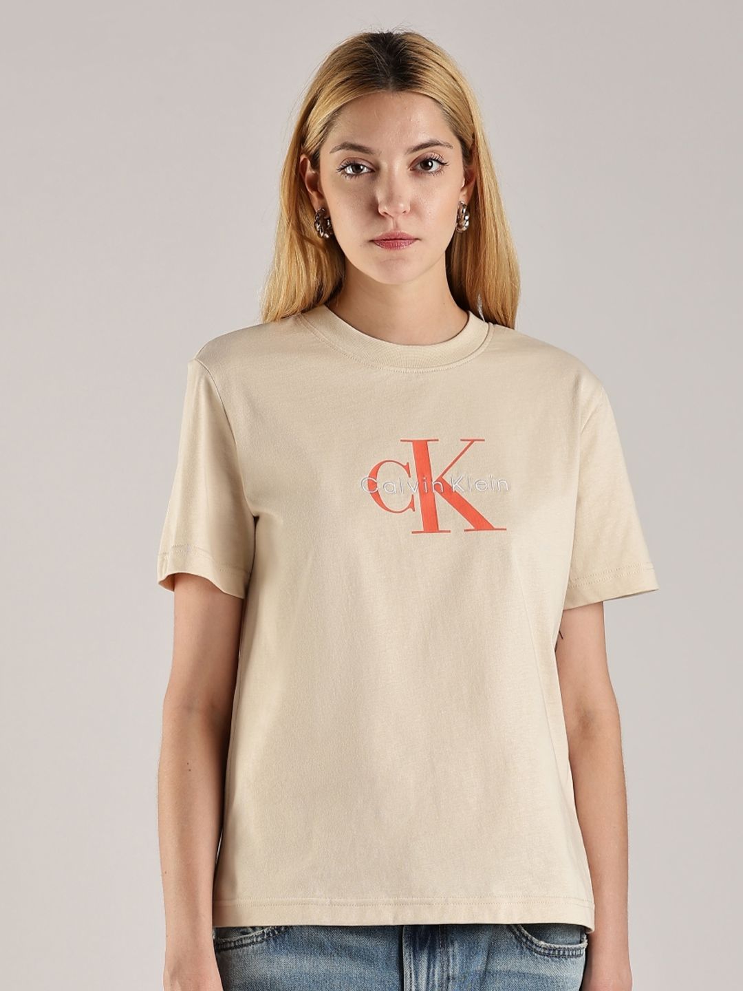 Calvin Klein Jeans Women Brand Logo Printed T-shirt-picture-34
