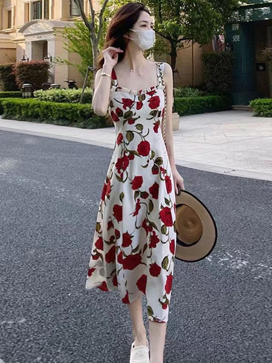 StyleCast Women Floral Printed Shoulder Straps A-Line Knee Length Dress-picture-24