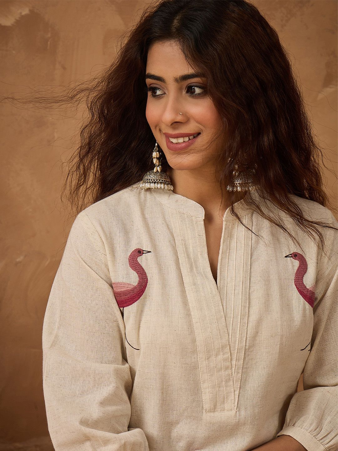 Varanga Women Woven Design Printed Kurta with Trousers