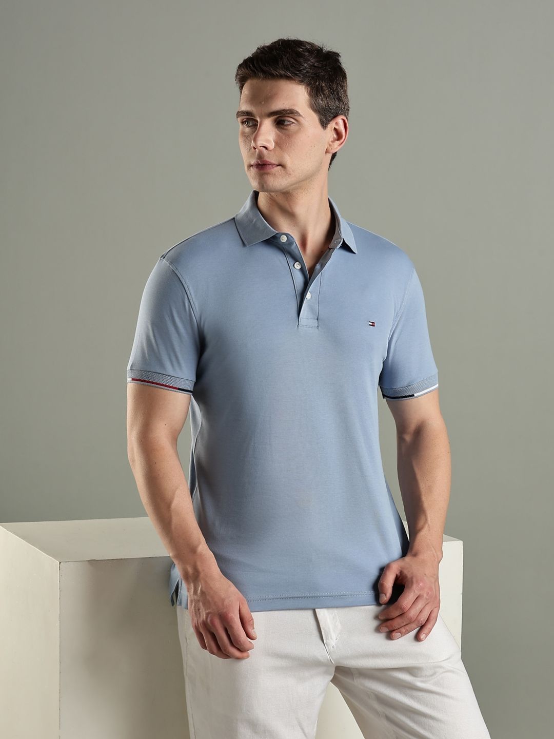 Tommy Hilfiger Polo Collar Short Sleeves Slim Fit Cotton T-shirt