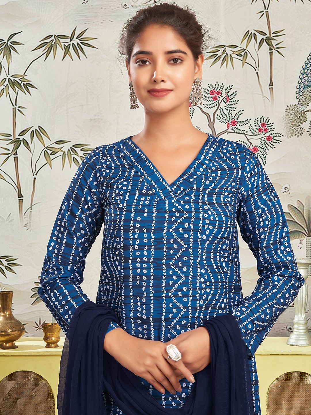 SANISA Women Ethnic Motifs Printed Regular Thread Work Kurta with Trousers & With Dupatta