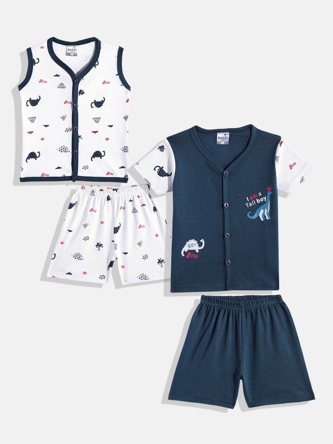 Kidszi Infant Boys Pure Cotton Animal Graphic Printed Shirt with Shorts-picture-46