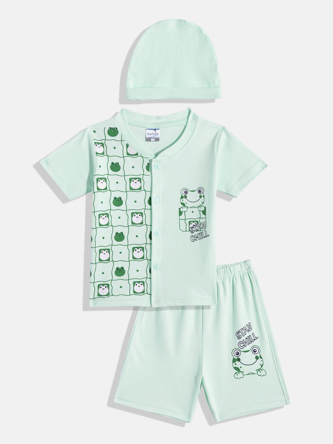 Kidszi Infant Boys Pure Cotton Animal Graphic Printed Shirt with Shorts-picture-31