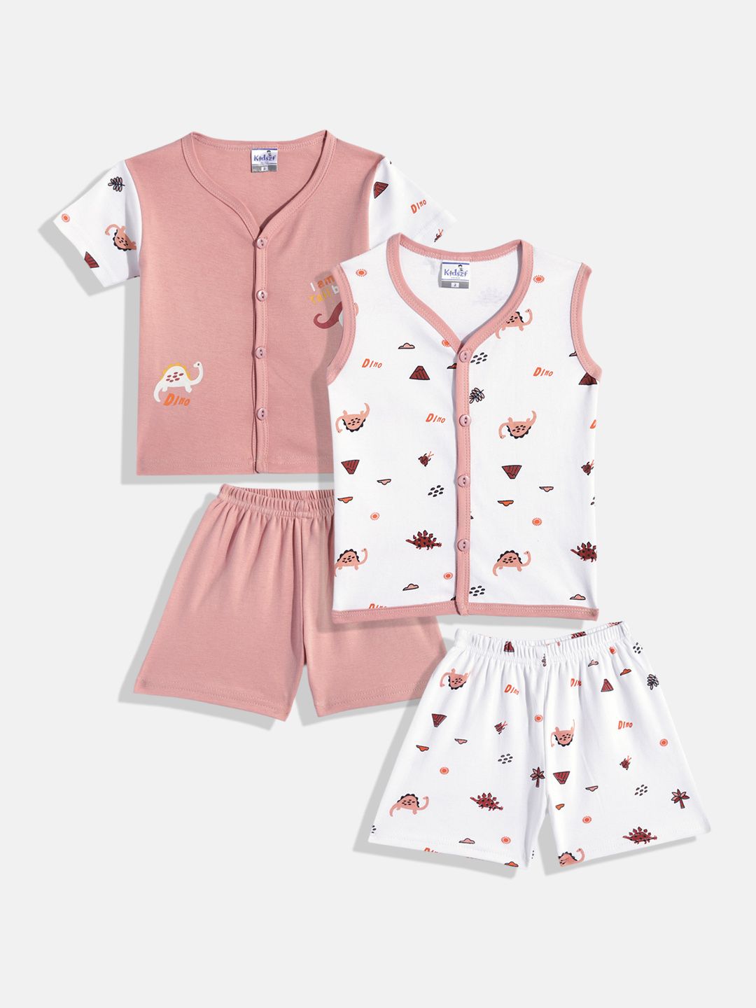 Kidszi Infant Boys Pack Of 2 Pure Cotton Jhabla With Shorts-picture-48