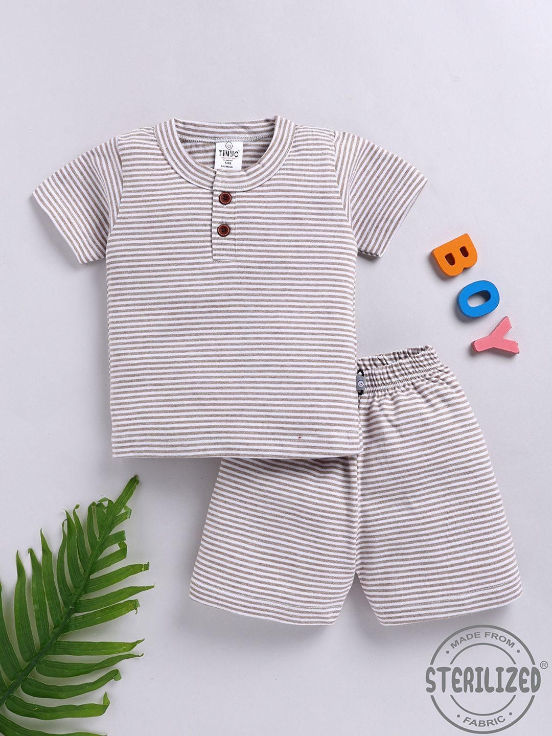 YK X Tinyo Boys Striped Cotton T-shirt with Shorts-picture-23