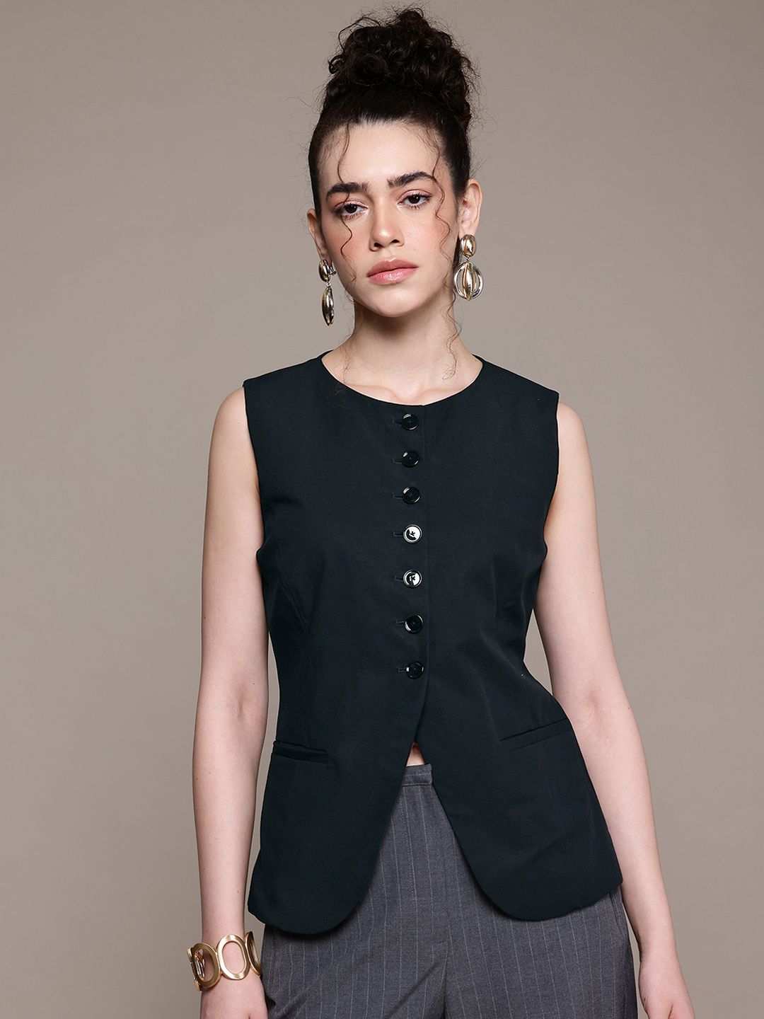MANGO Solid Smart Casual Waistcoat-picture-38