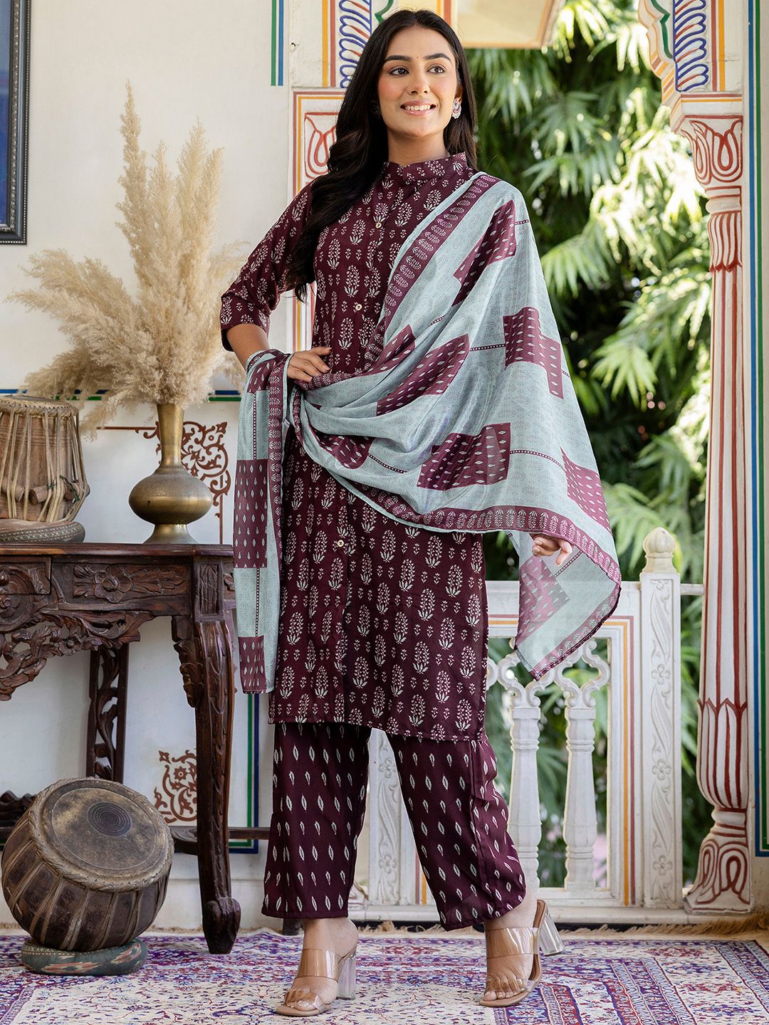 Women Ethnic Motifs Printed Kurta with Trousers & Dupatta main image 1