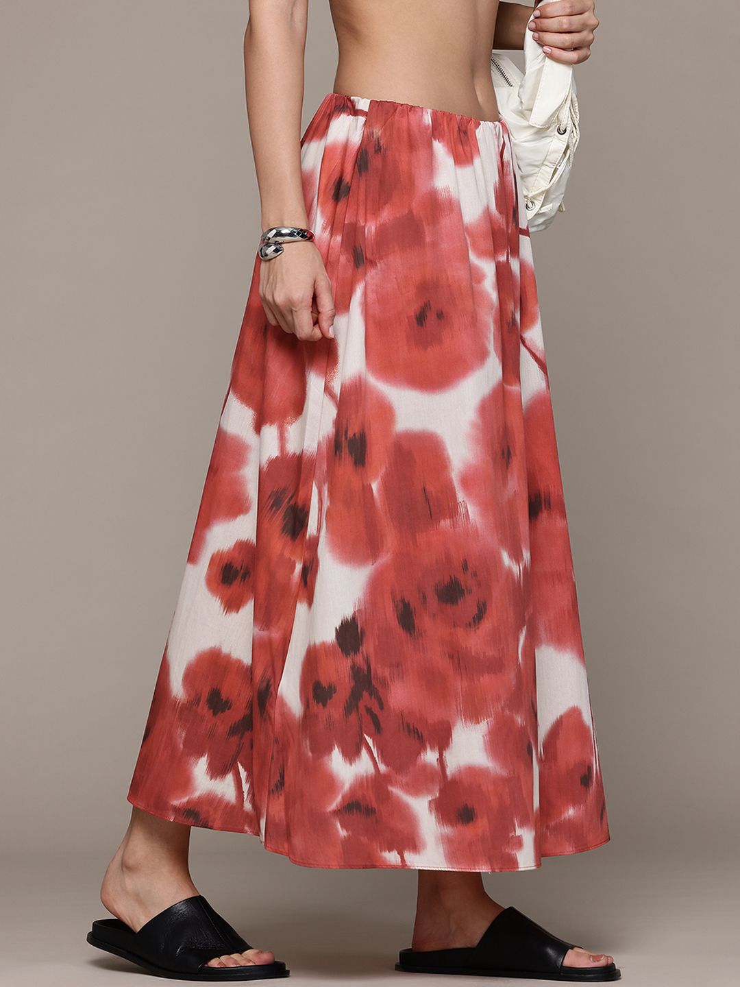 MANGO Floral Printed Pure Cotton Midi Skirt-picture-26