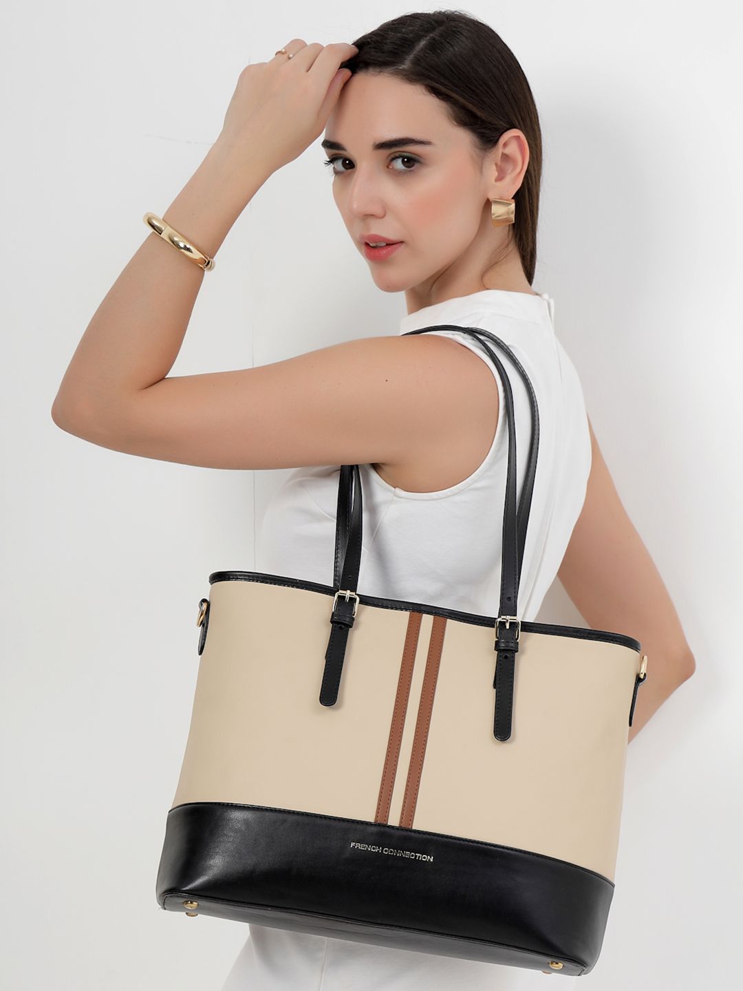 French Connection Women Colourblocked Structured Tote Bag-picture-10