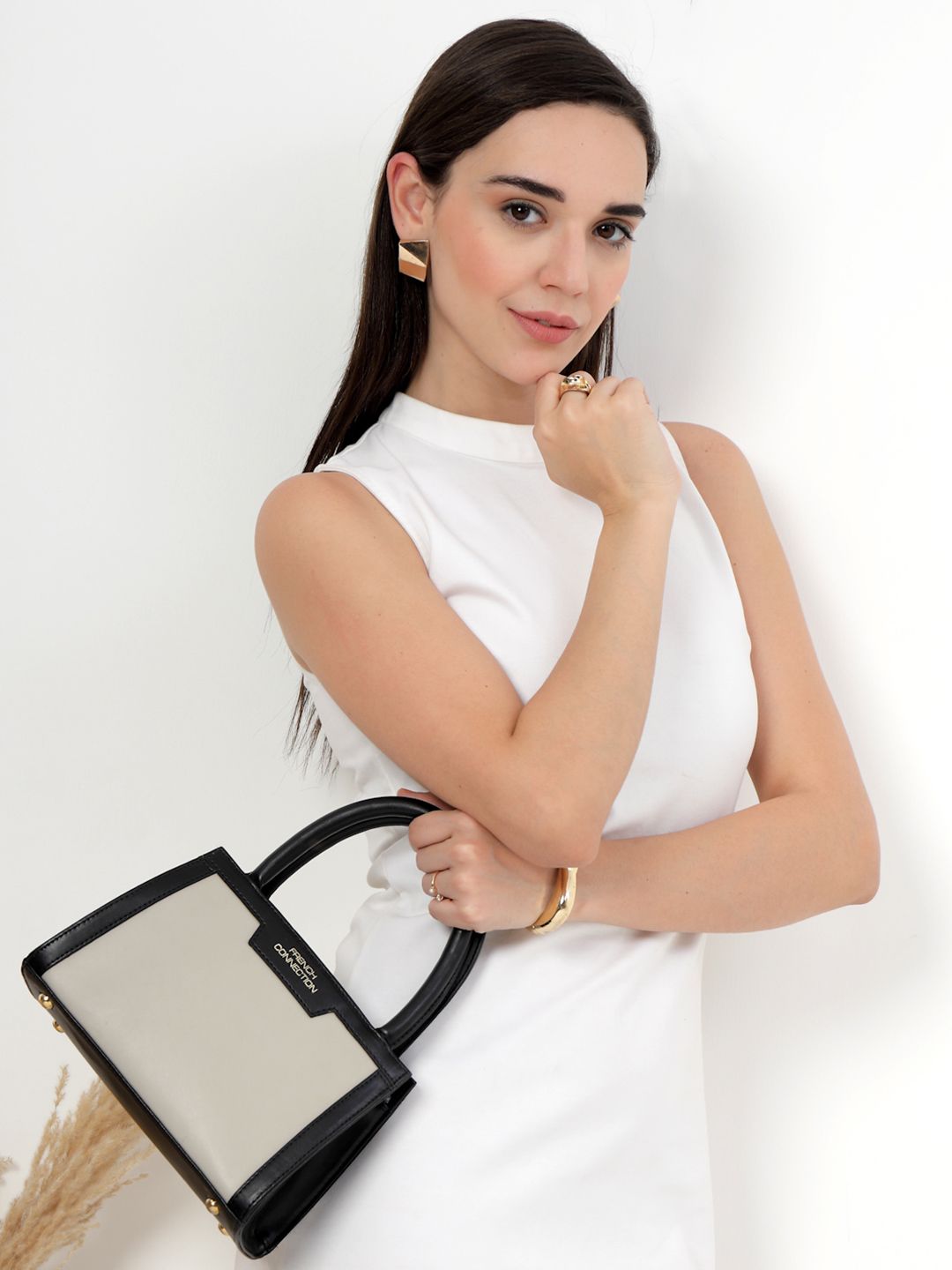 French Connection Women Solid Baguette Satchel Bag-picture-37