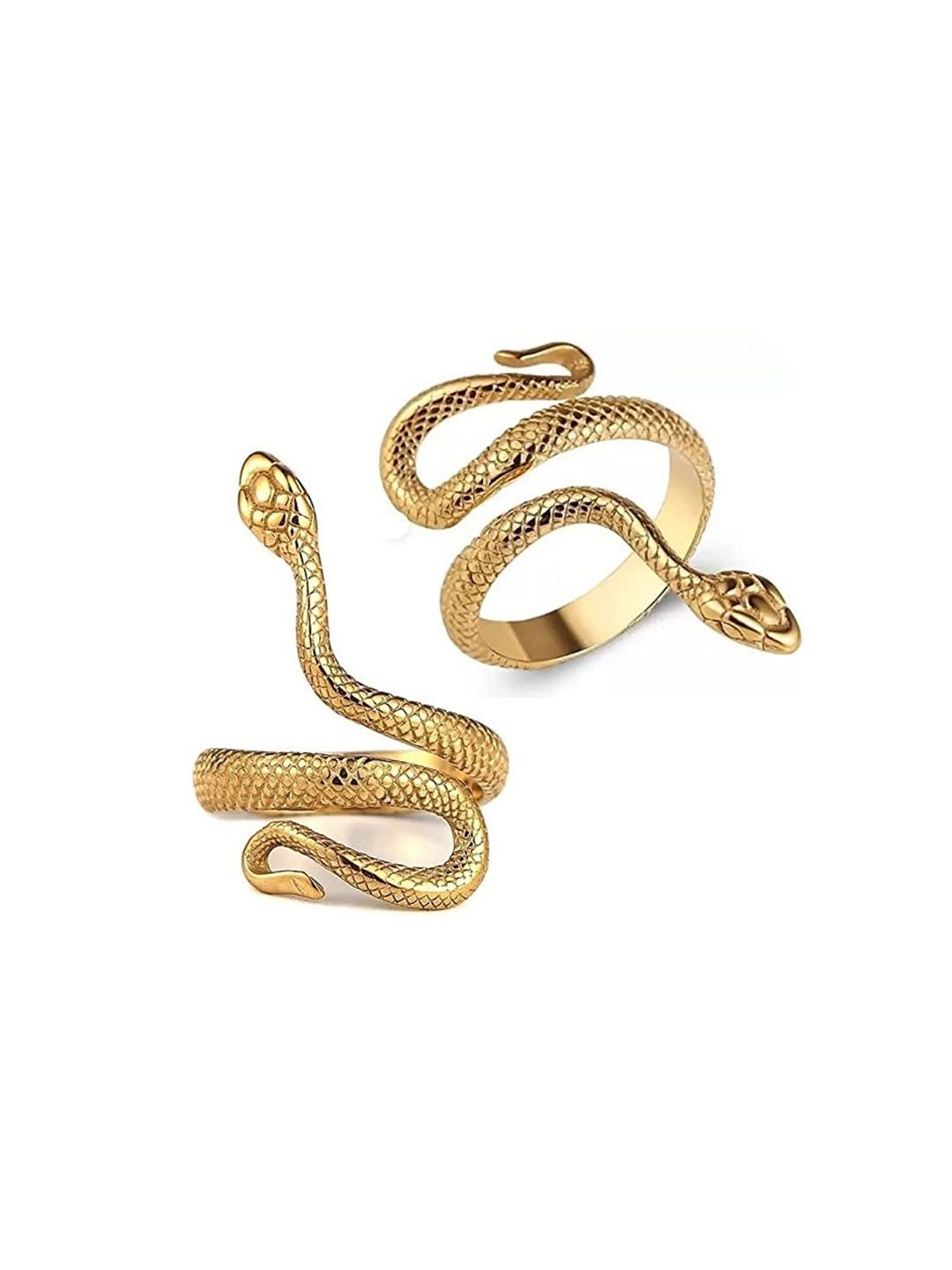 VS Unique Collection Set Of 2 Gold Toned Brass Plated Stainless Steel Finger Ring-picture-41
