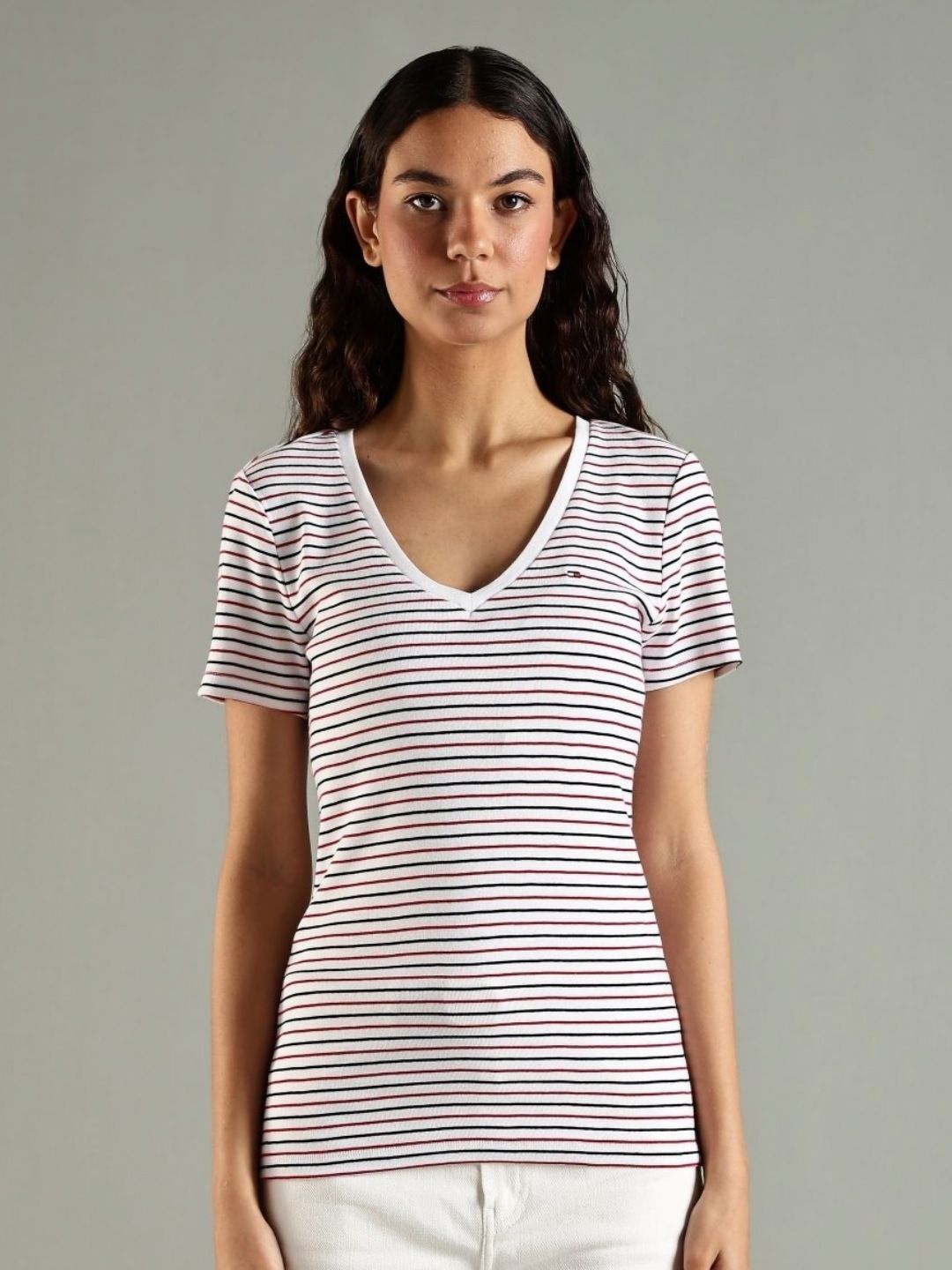 Tommy Hilfiger Striped V-Neck Regular Fit T-shirt-picture-17