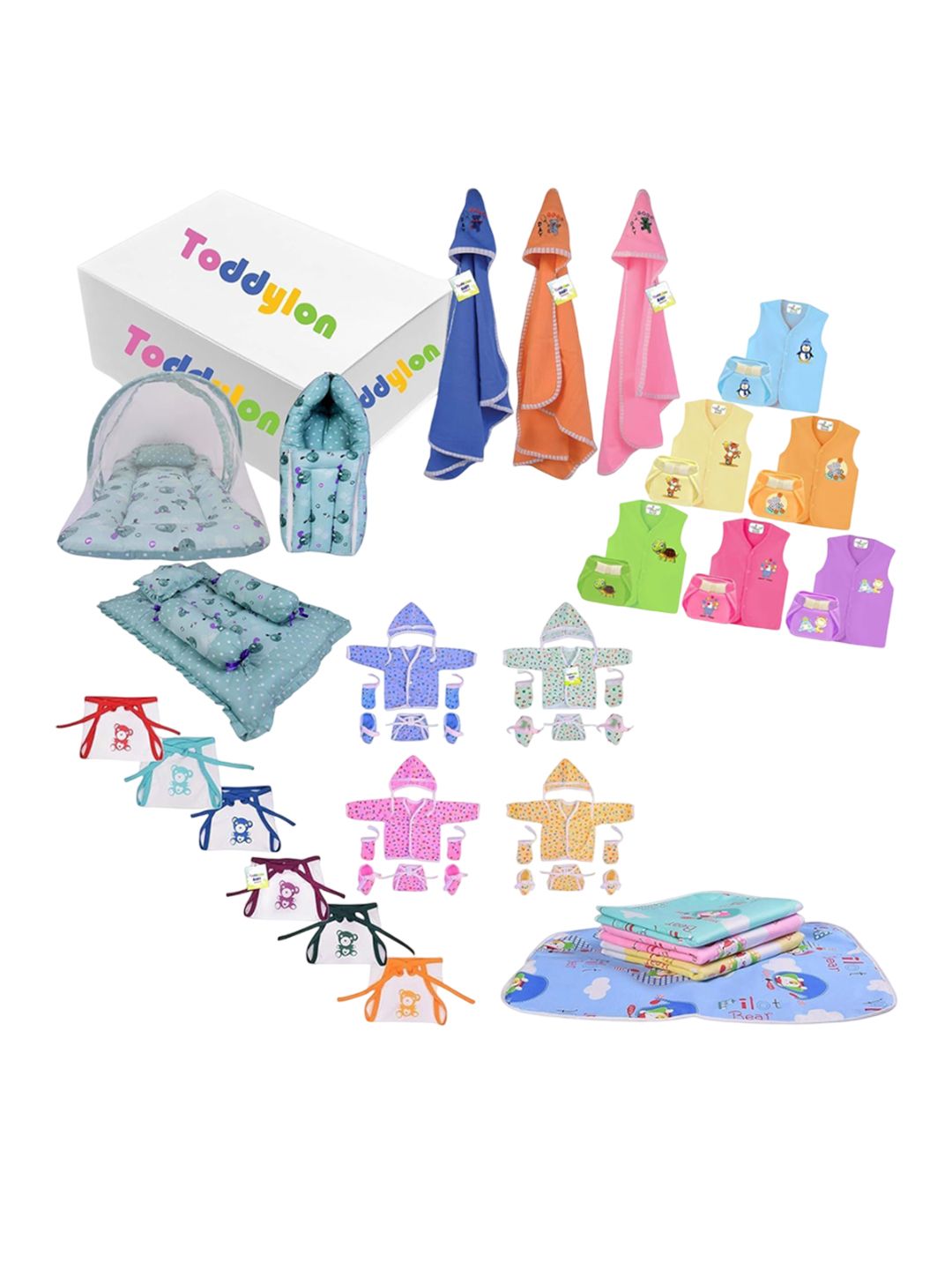 Toddylon Infant 52-Pcs Printed Baby Apparel Gift Set-picture-17