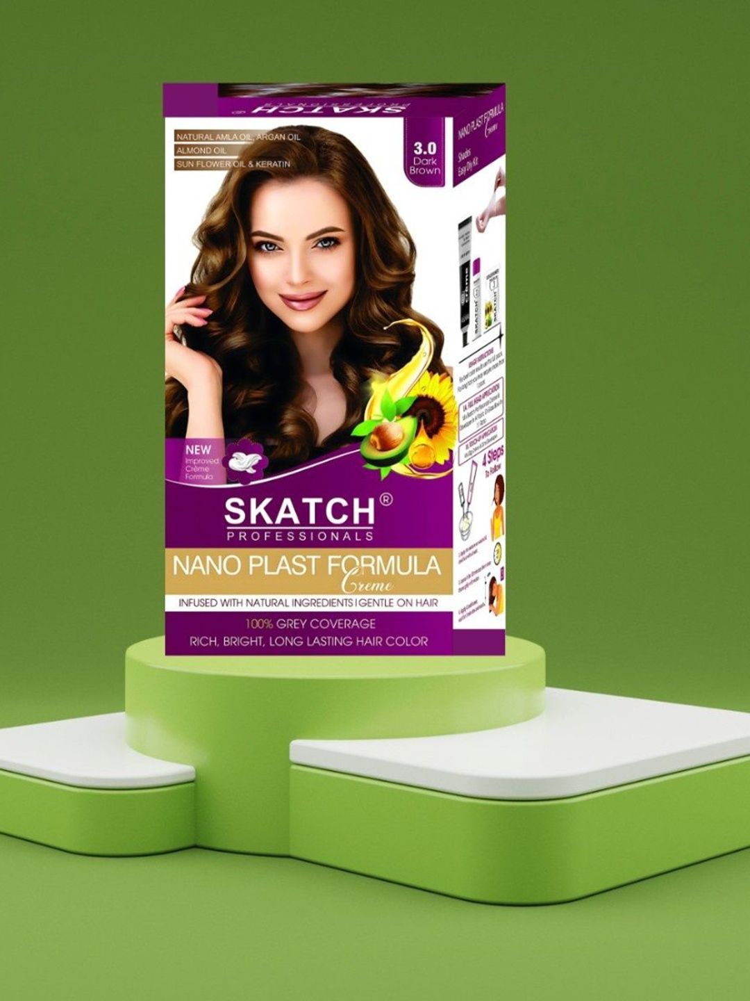 SKATCH PROFESSIONALS Nano Plast Formula Grey Coverage Hair Color - 100 g Dark Brown-image-17