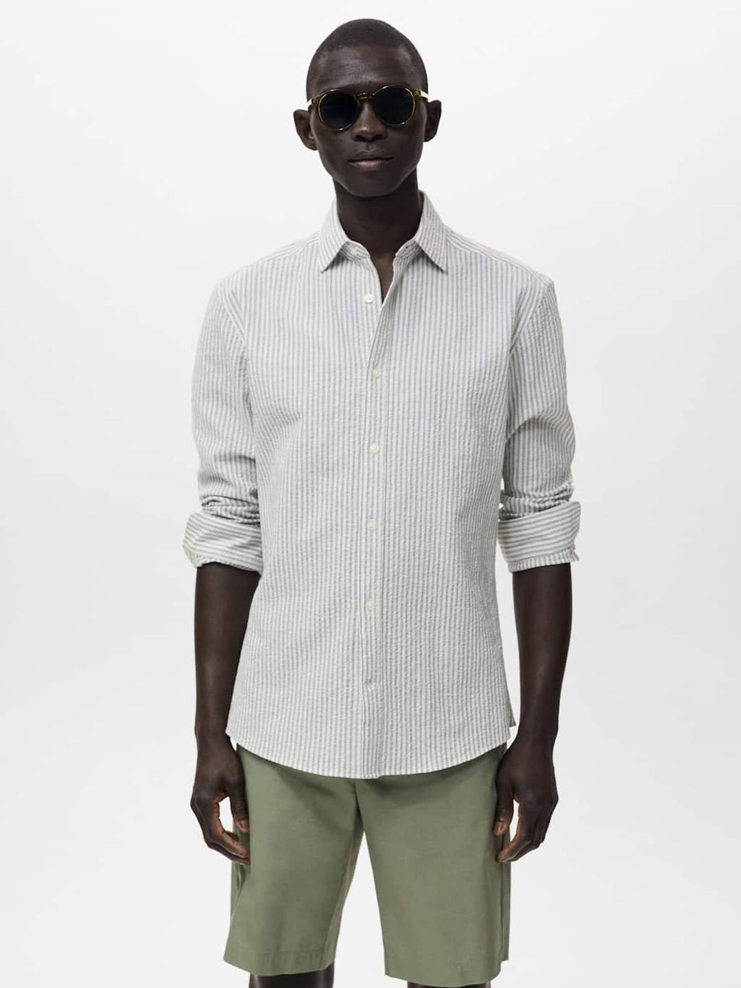 MANGO MAN Striped & Textured Casual Shirt-picture-33