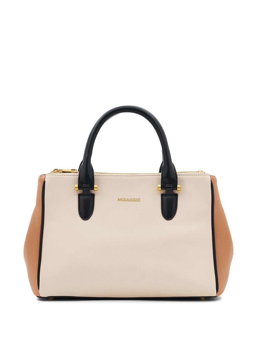 MIRAGGIO Blair Ivory Structured Handbag with Detachable Crossbody Strap-image-8