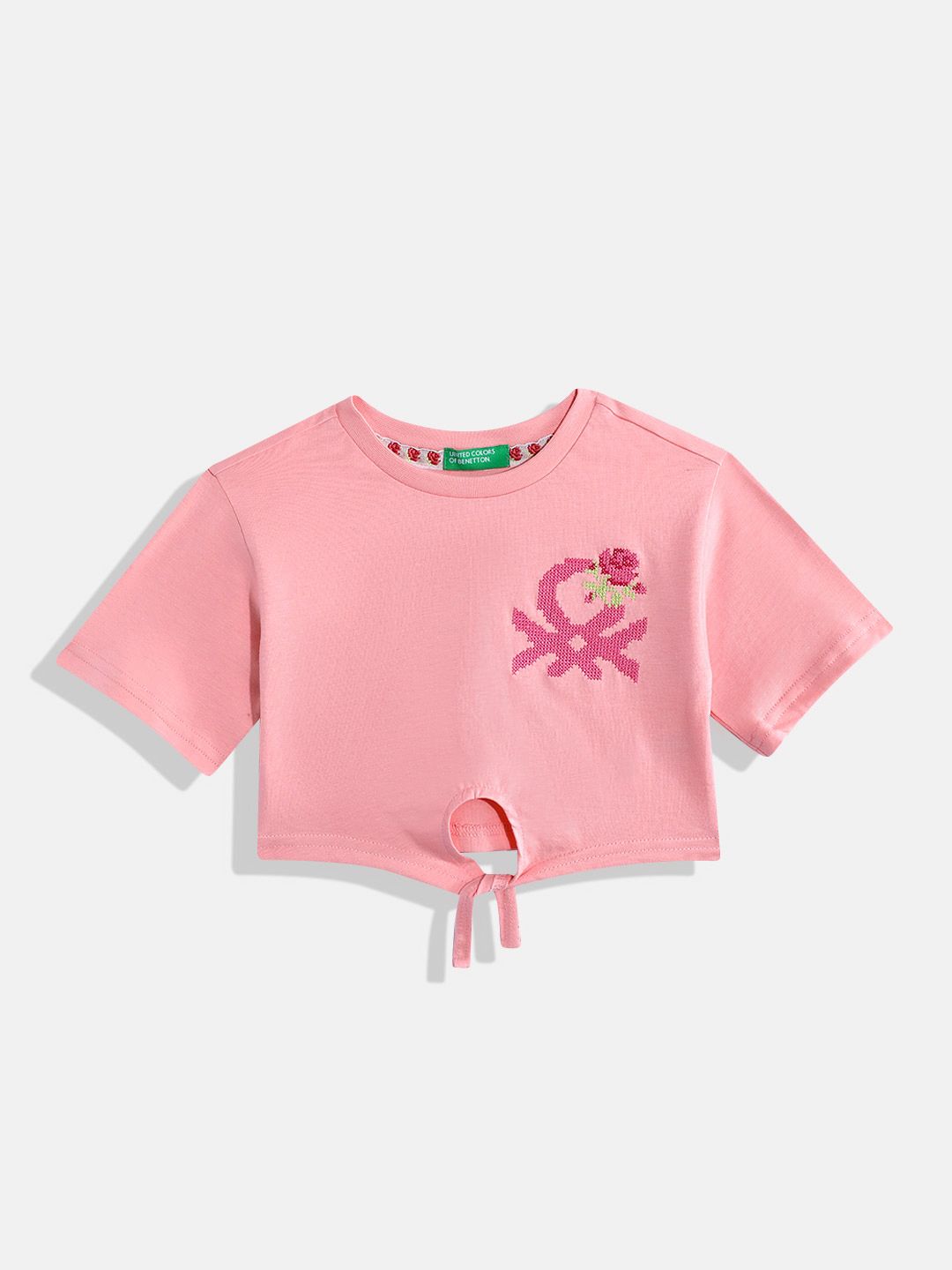 United Colors of Benetton Brand Logo Embroidered Pure Cotton Top