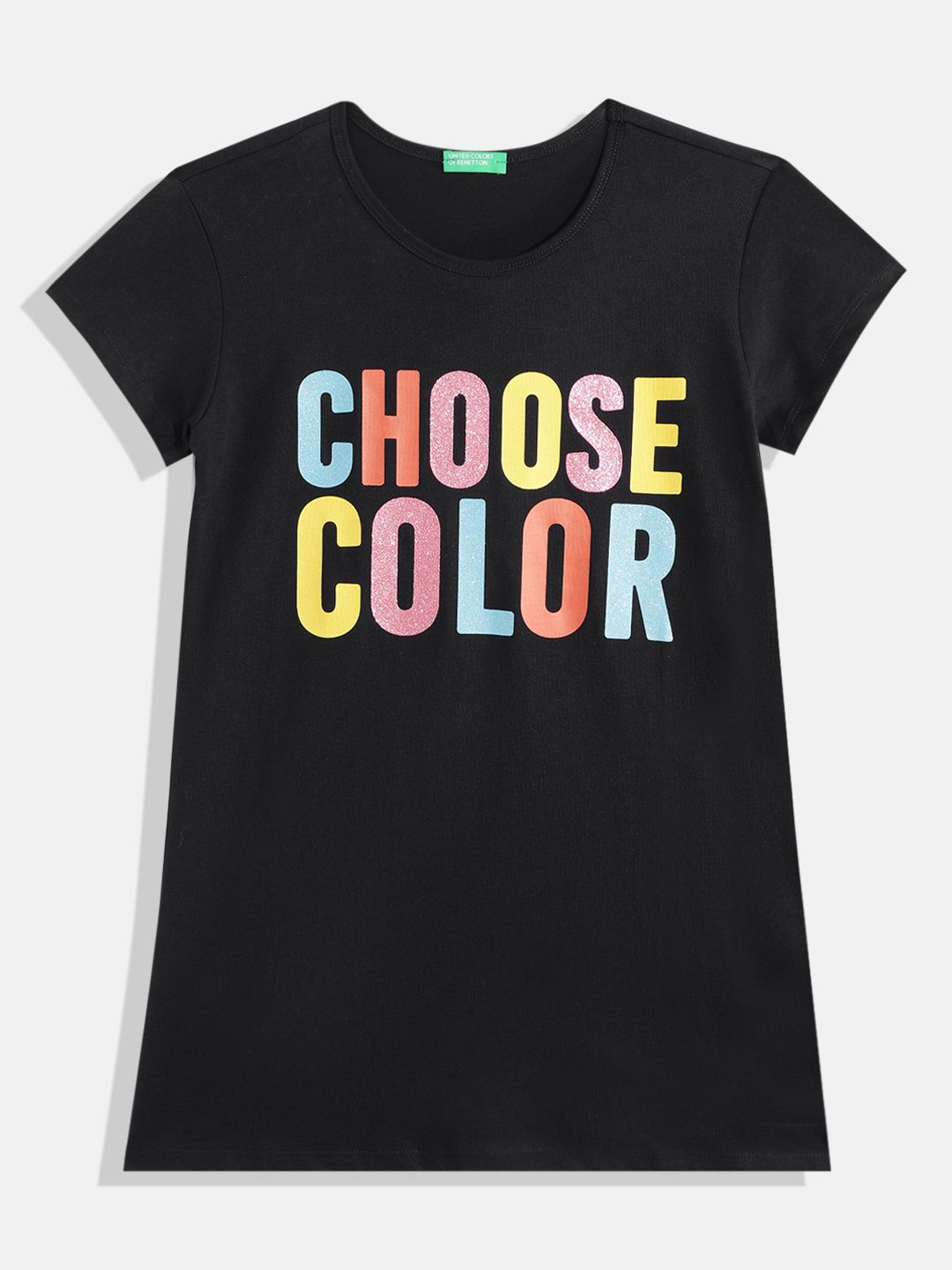 United Colors of Benetton Girls Typography Printed Pure Cotton T-shirt-picture-56