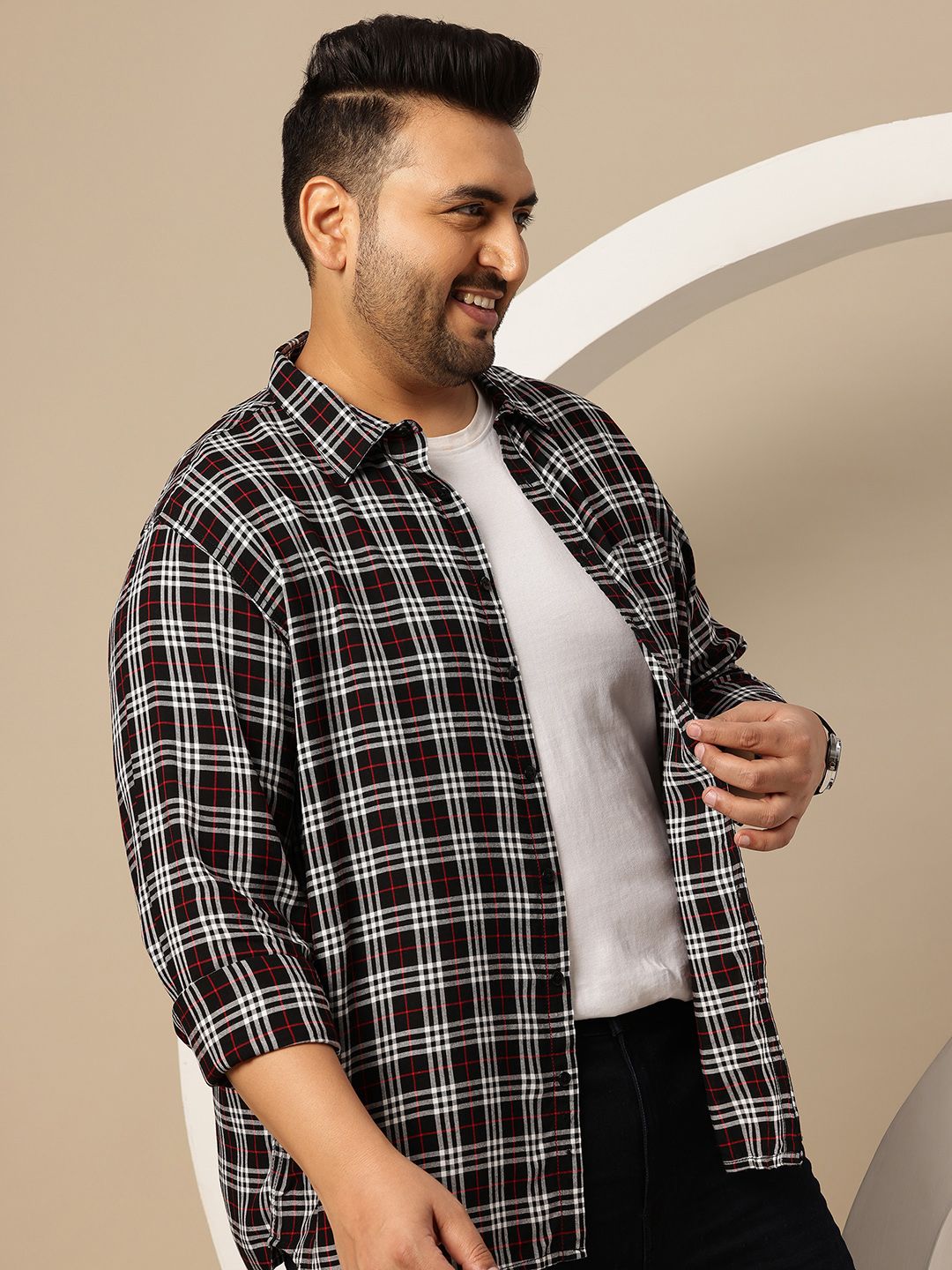 Sztori Men Plus Size Checked Casual Shirt-picture-33