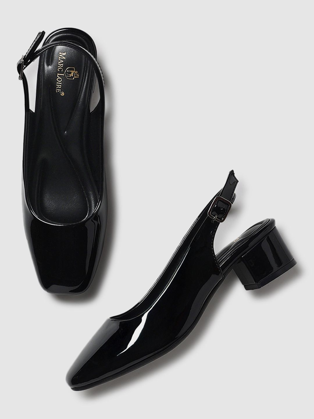 Marc Loire Women PU Solid Block Pumps with Buckles-picture-24