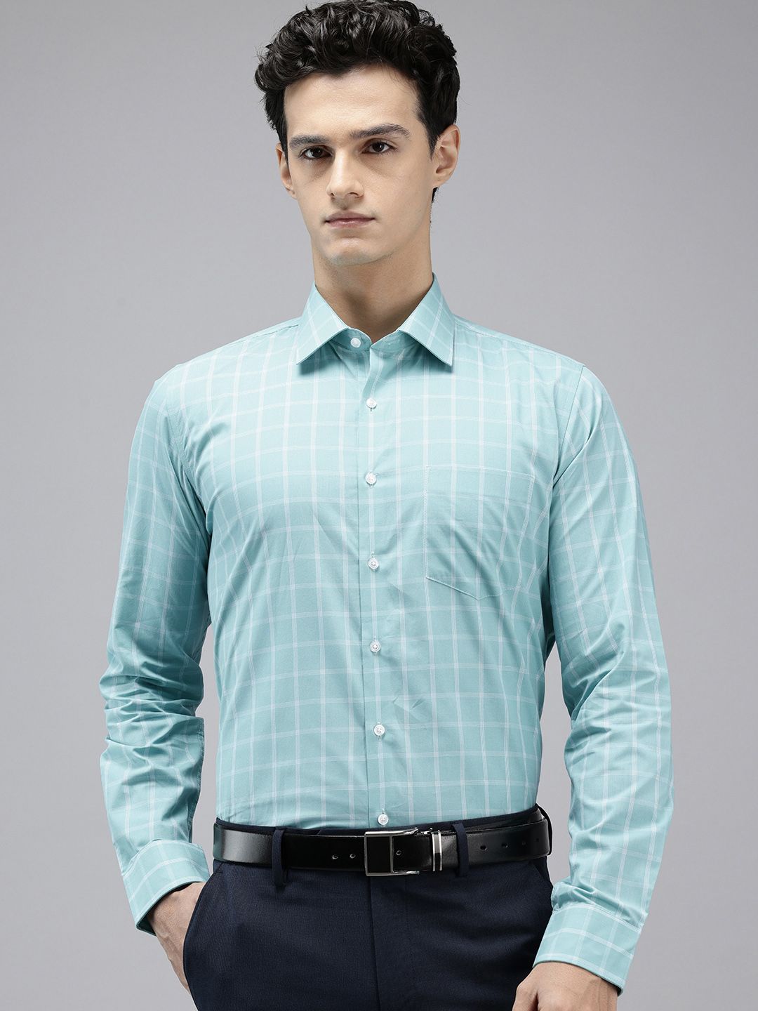 Van Heusen Pure Cotton Slim Fit Tartan Checks Formal Shirt-picture-39