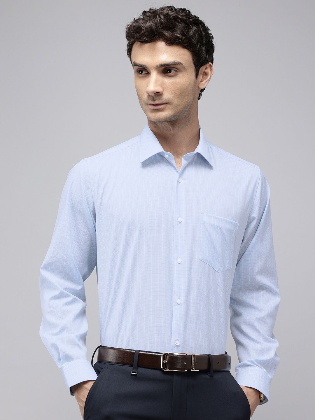 Van Heusen Pure Cotton Custom Fit Checked Formal Shirt-picture-53