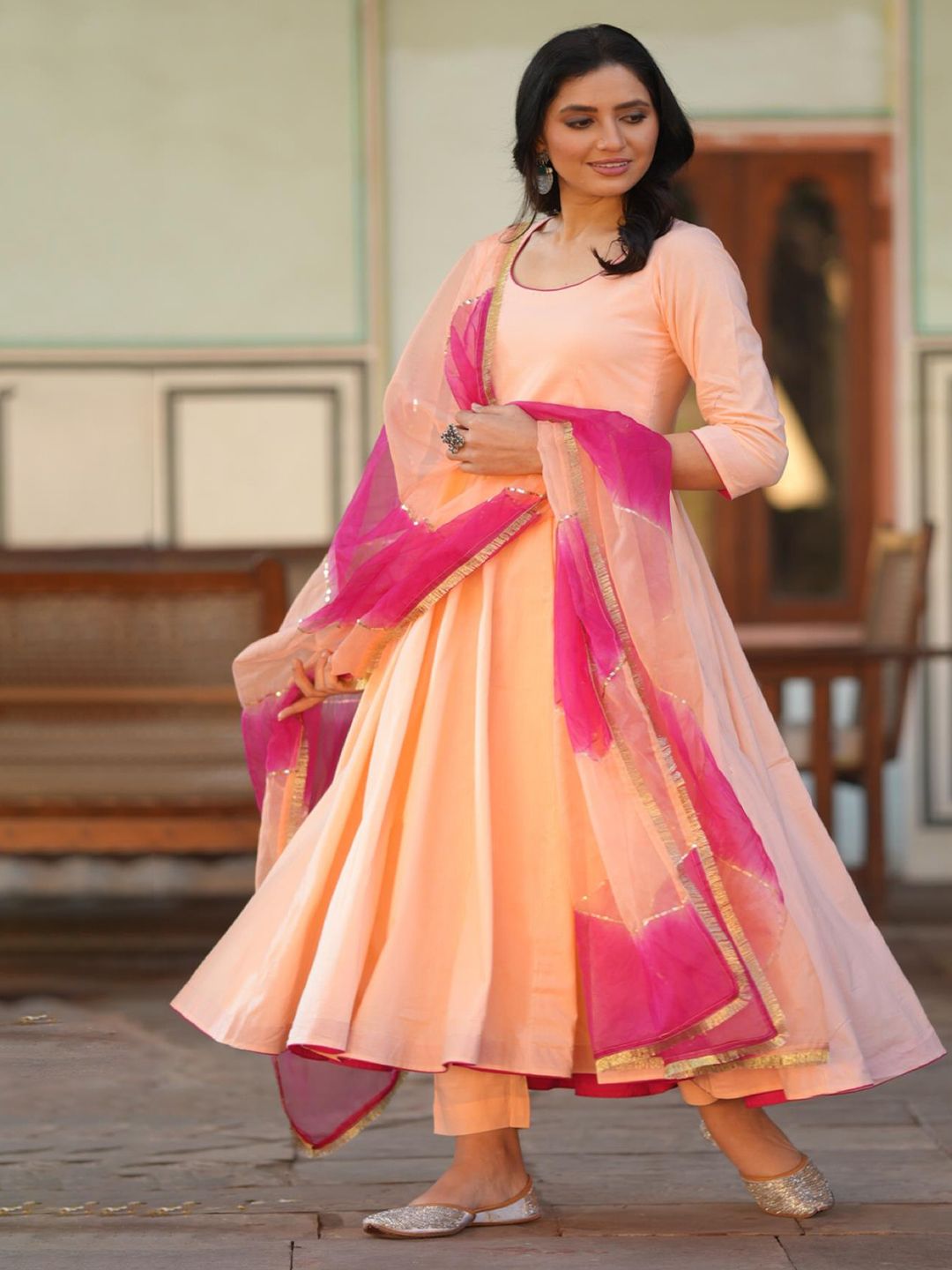 GoSriKi Women Solid Kurta with Trousers & Dupatta