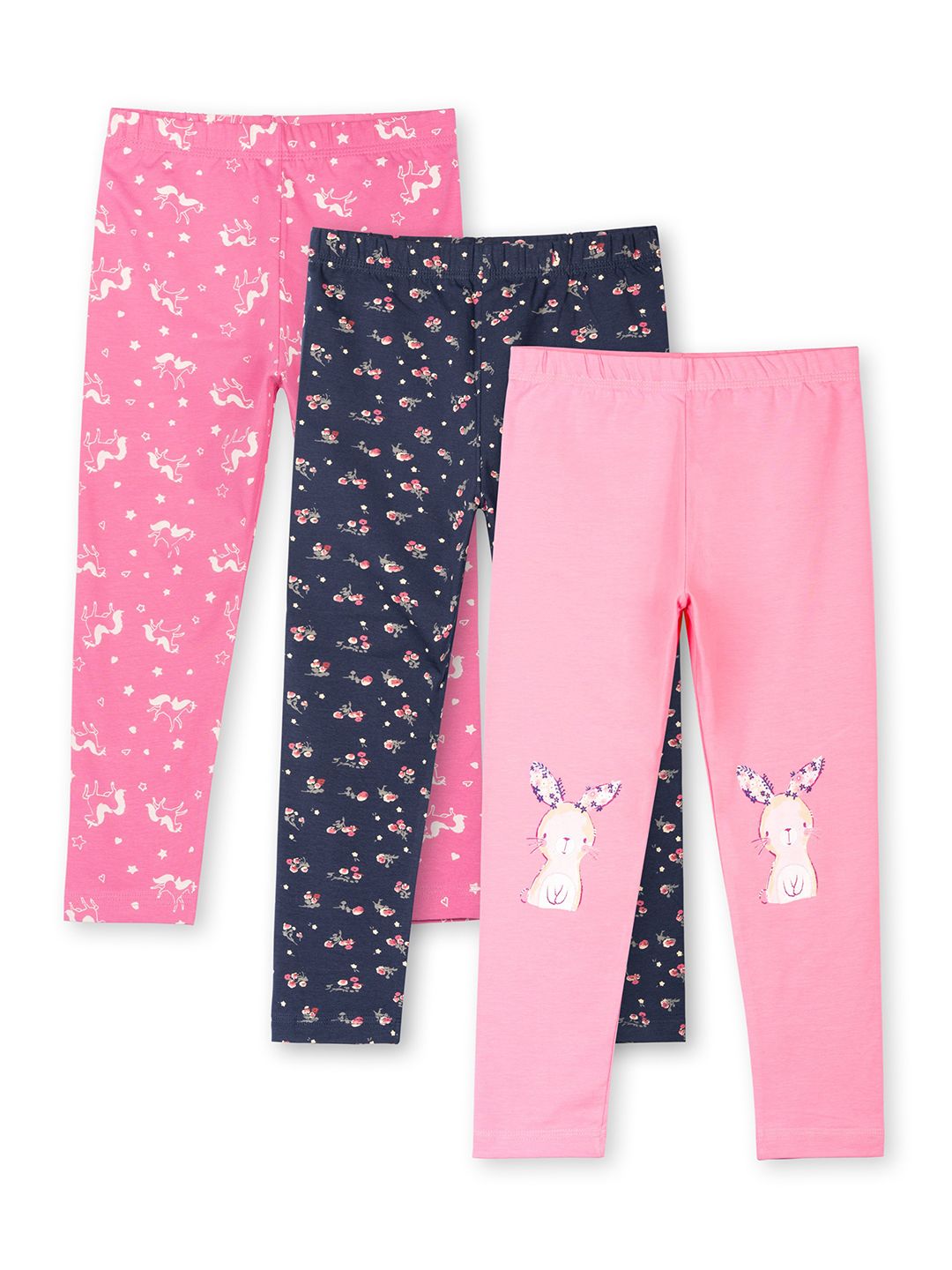 ariel Girls Pack Of 3 Printed Cotton Ankle-Length Leggings-picture-54