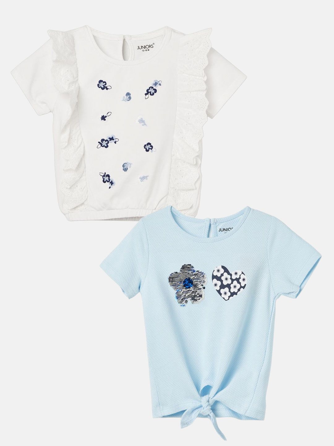 Juniors by Lifestyle Girls Pack of 2 Embroidered Cotton T-shirts-picture-11