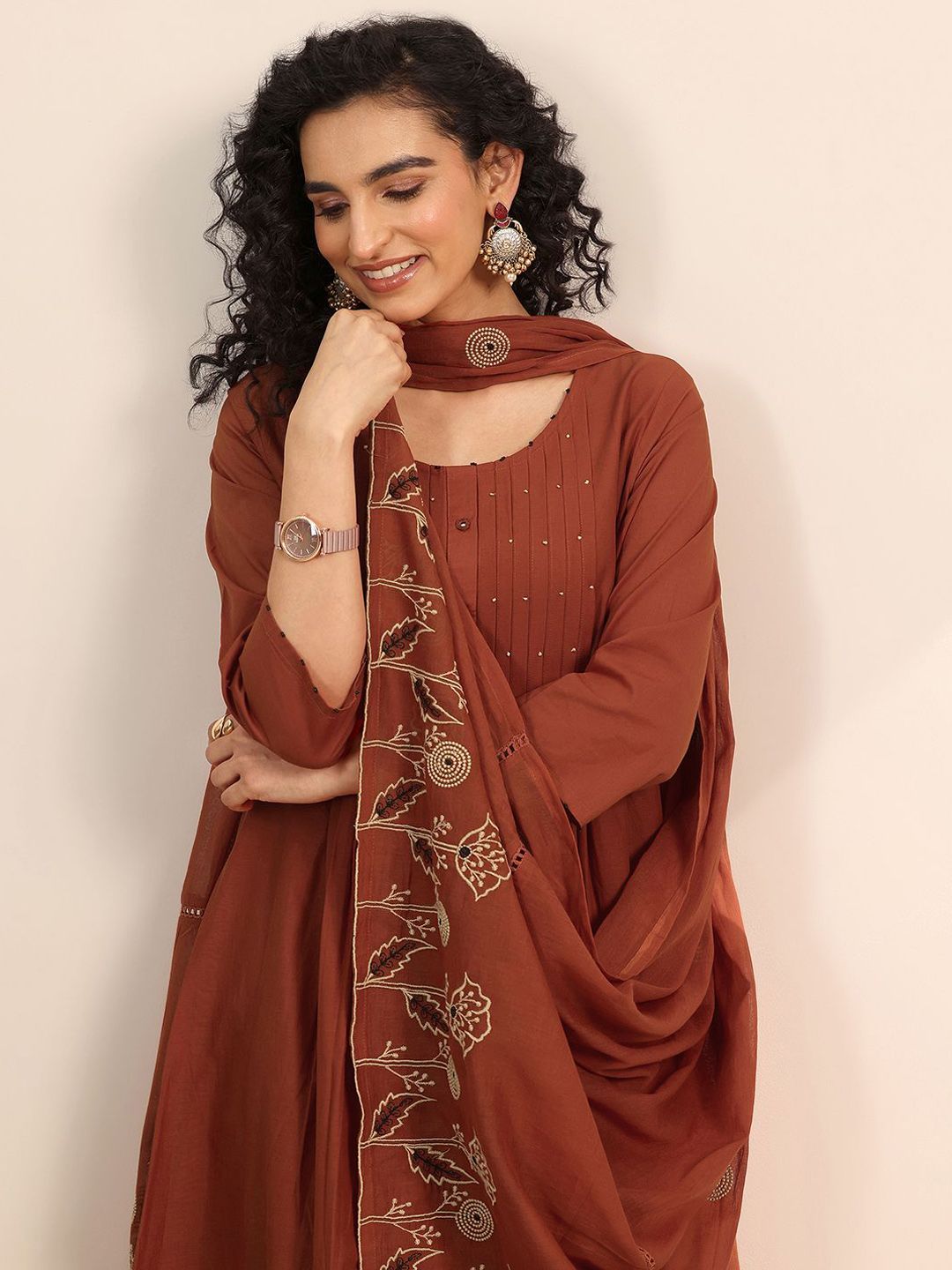 Libas Women Ethnic Motifs Embroidered Kurta with Trousers & Dupatta-picture-40