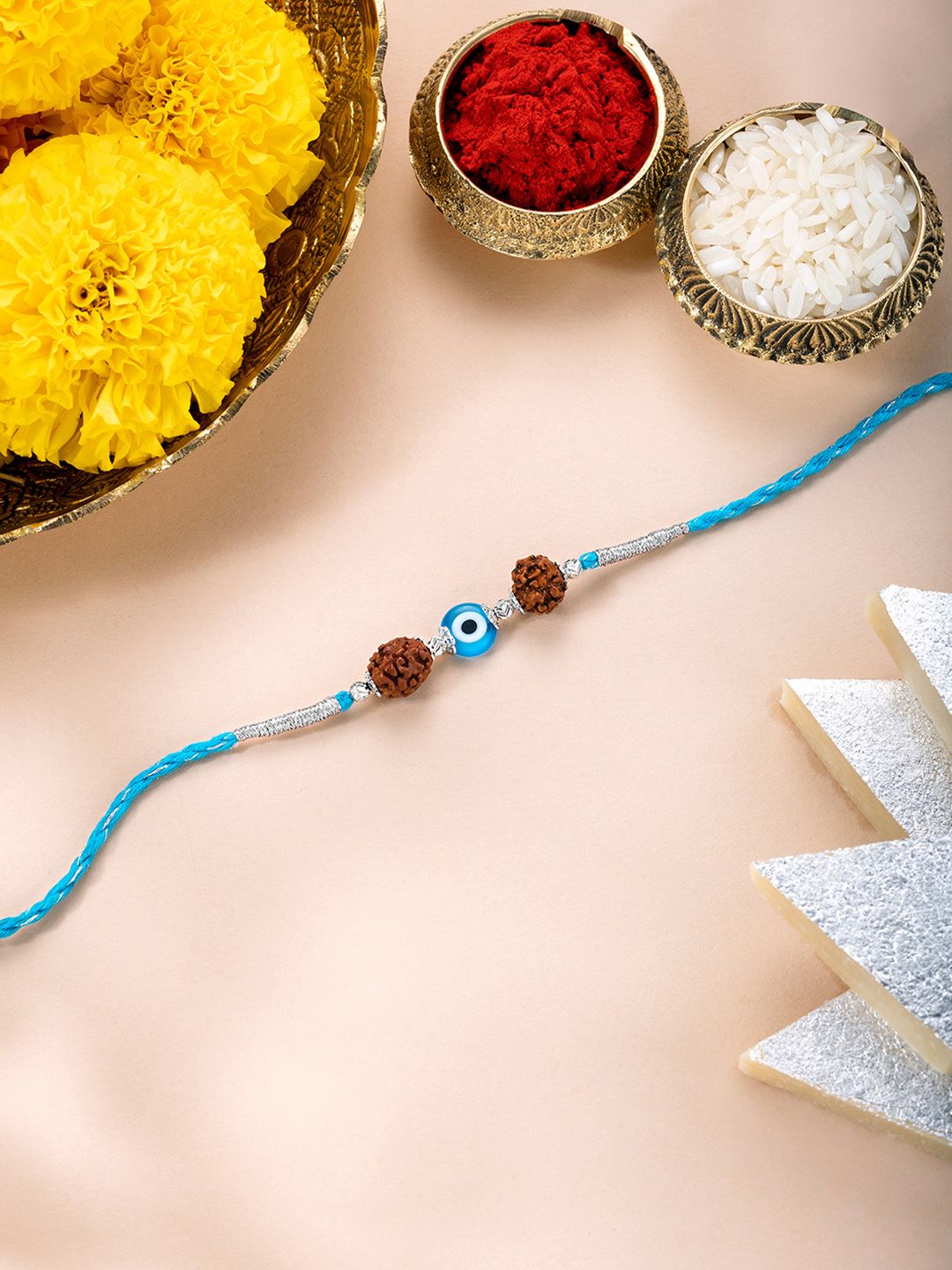Peora Sterling Silver Evil Eye Rakhi With Greeting Card & Roli Chawal-picture-23