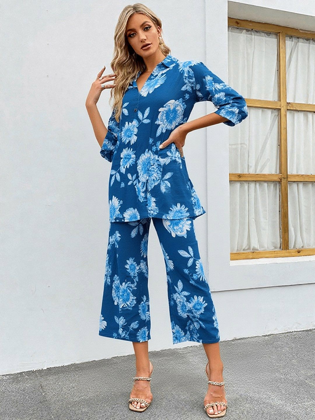 GAB Women Floral Printed Cotton Kurta with Trousers-picture-22