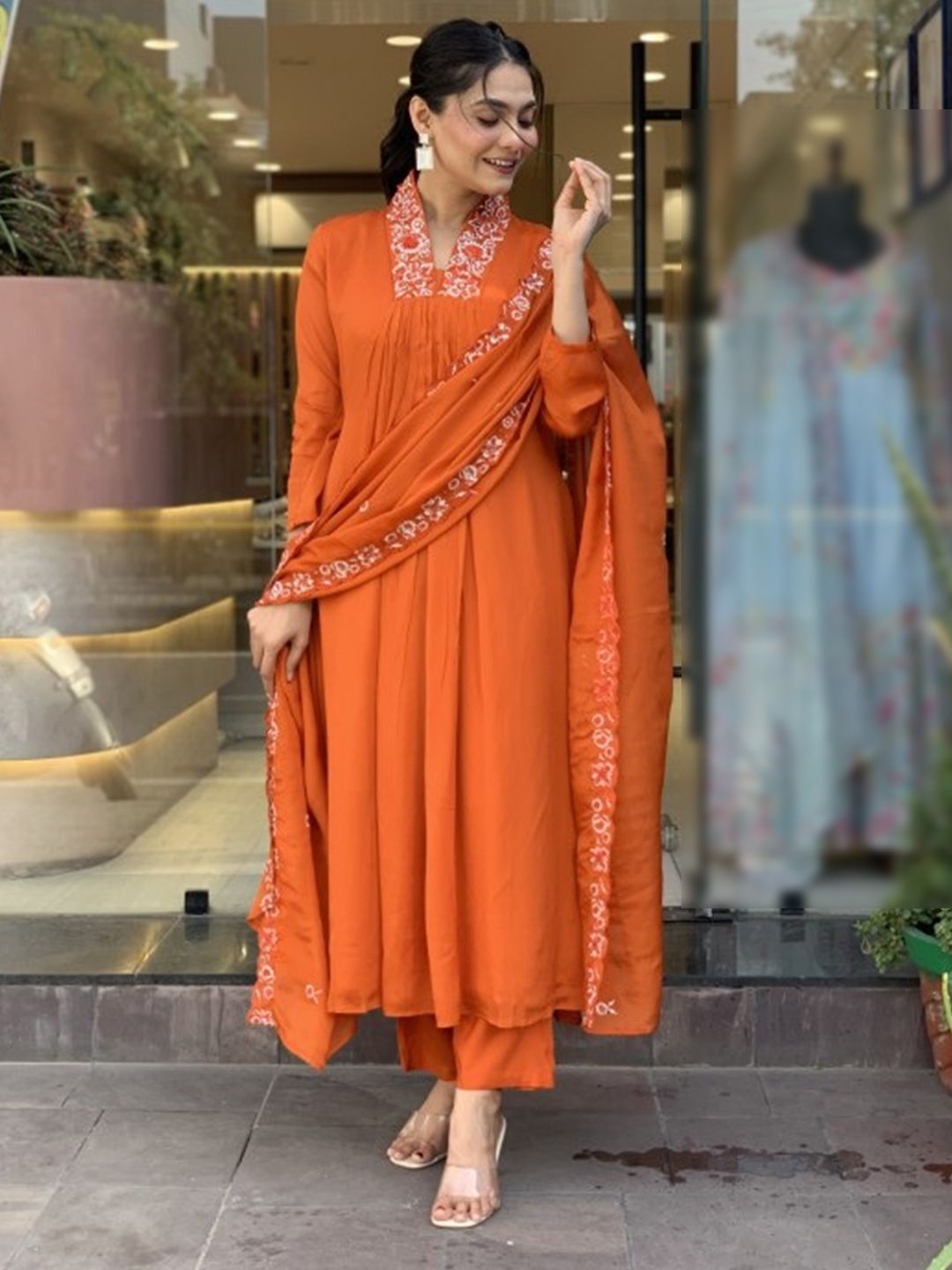 KALINI Women Emboridered Regular Kurta with Trousers & With Dupatta