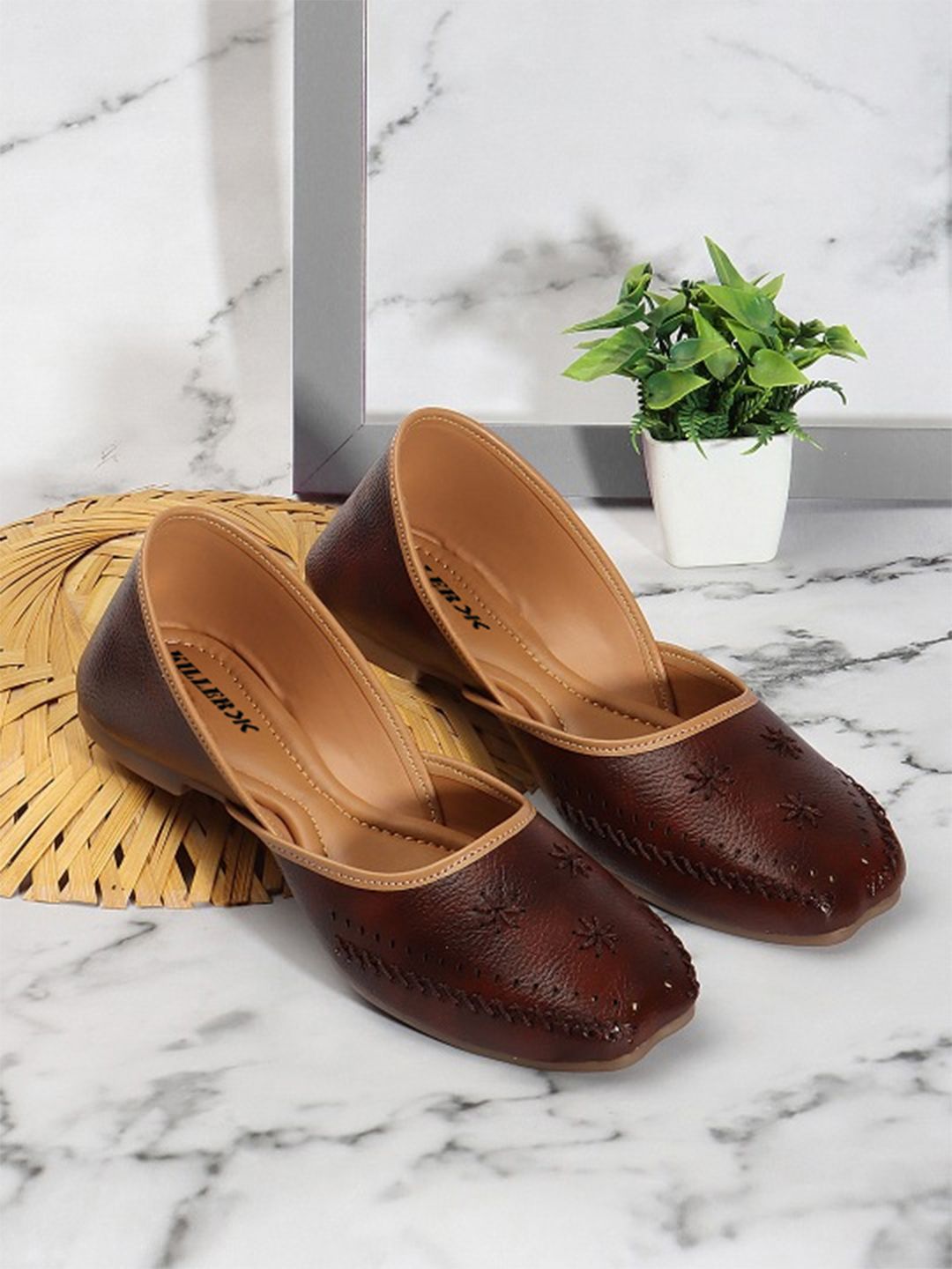 Killer Women Ethnic - Embellished Square Toe Mojaris-picture-24