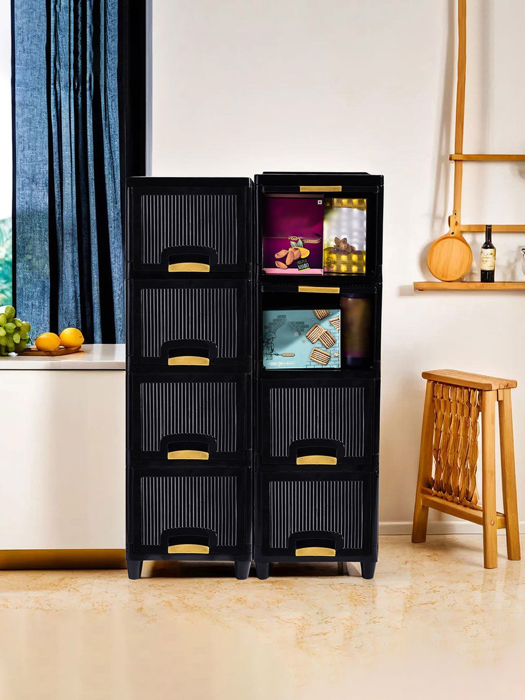 Aura Black & Beige 8 Pieces Multipurpose Folding Cabinet Storage Organisers-image-31