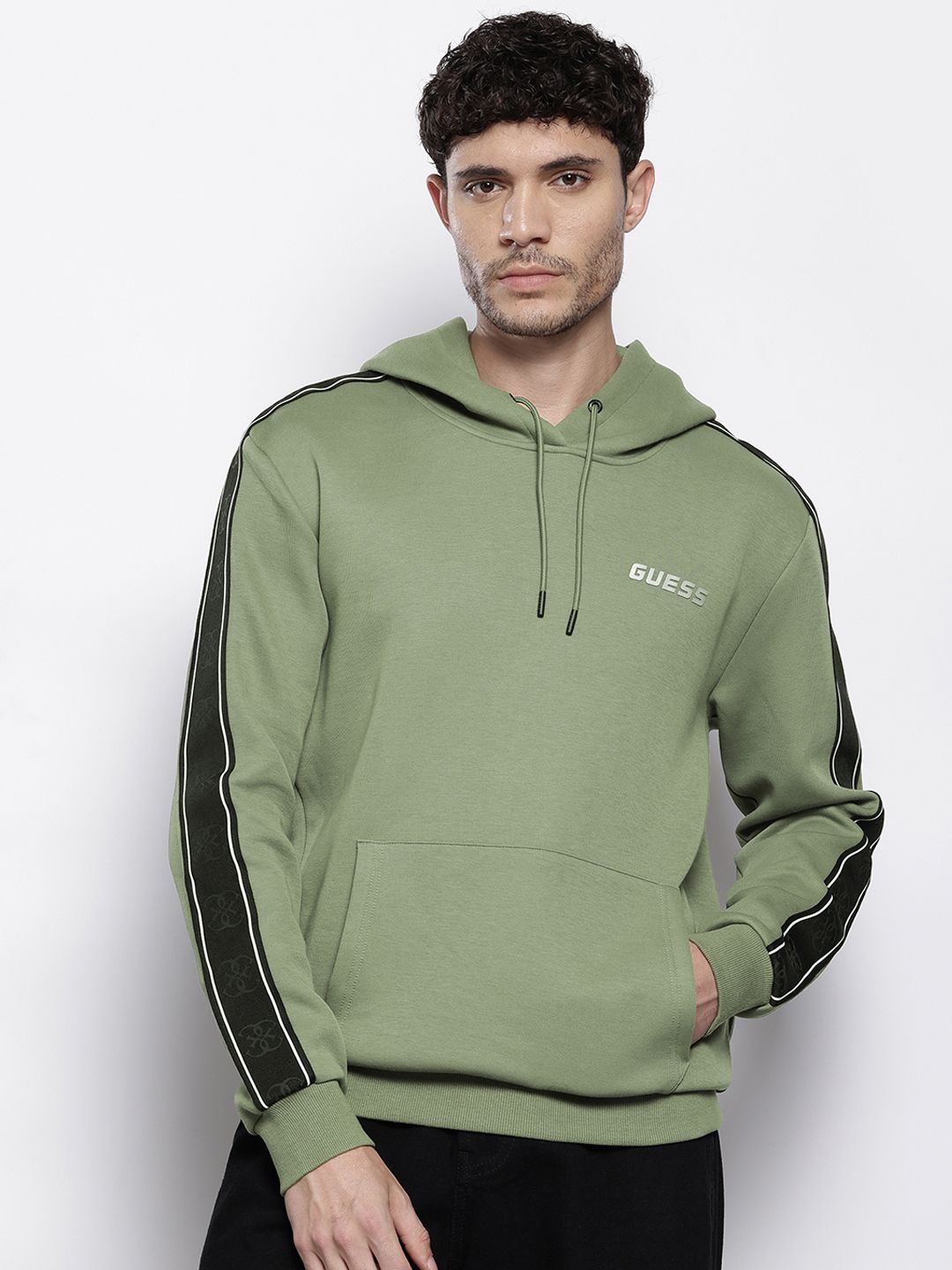 GUESS Men Taping Detail Hooded Sweatshirt-picture-57