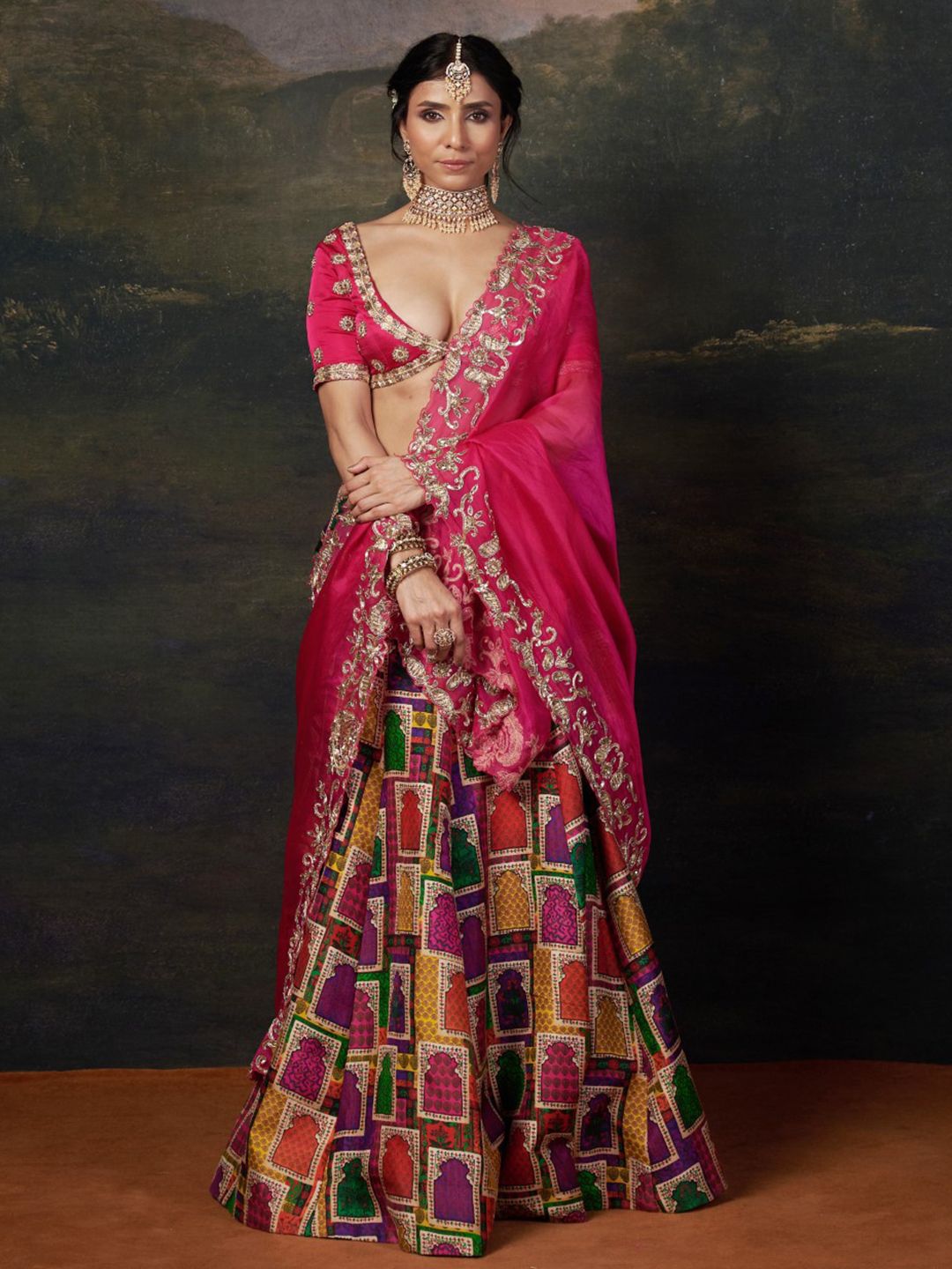 THETAA Embroidered Silk Ready to Wear Lehenga With Blouse And Dupatta-picture-30