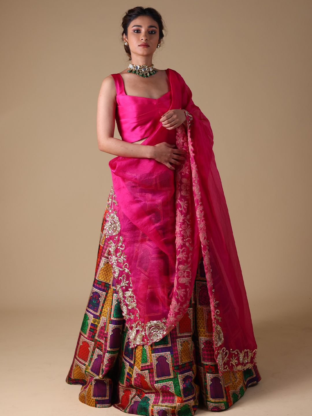 THETAA Embroidered Silk Zardosi Work Ready to Wear Lehenga With Blouse And Dupatta-image-34