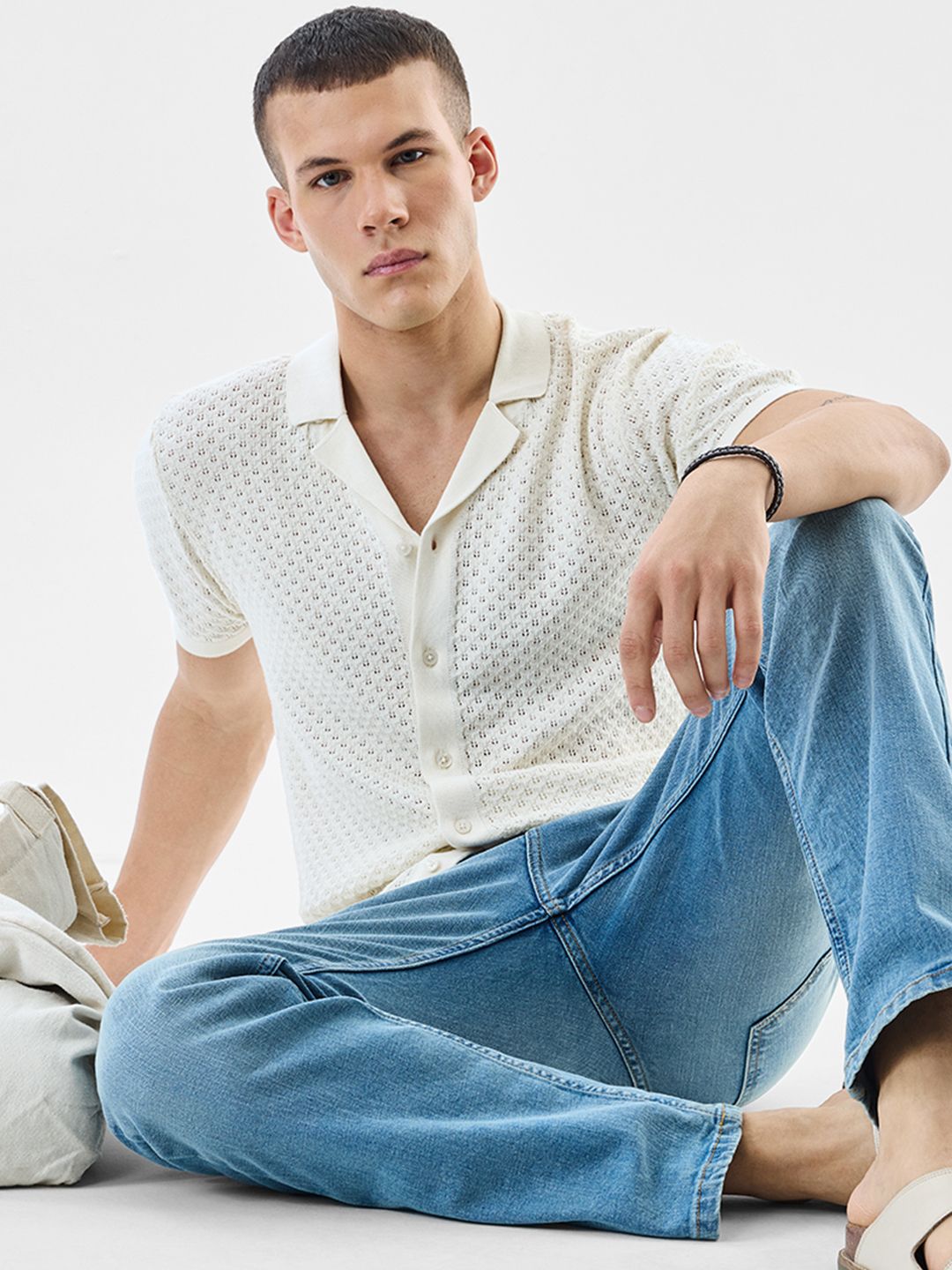 Snitch Men Textured Cuban Collar Pure Cotton Casual Shirt-picture-26