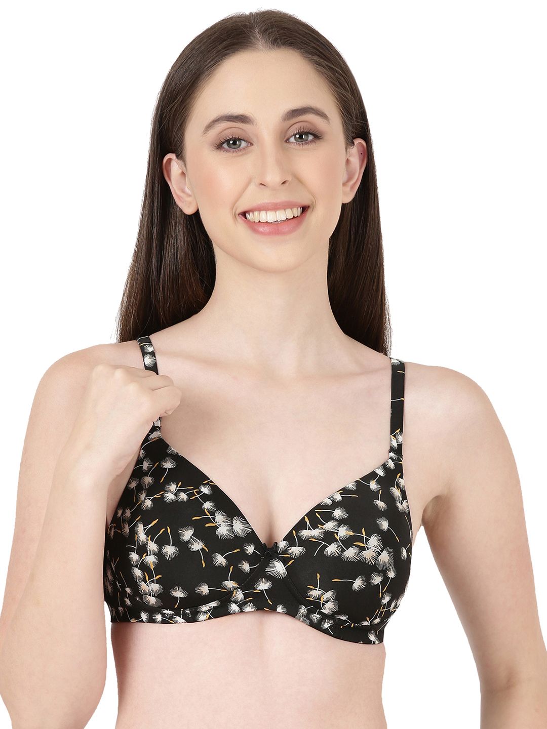 BLOSSOM Women Floral Printed Medium Coverage Lightly Padded T-shirt Bra-picture-38