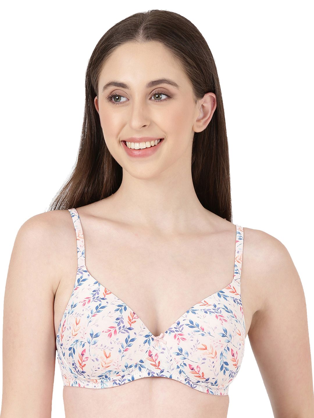 BLOSSOM Floral Printed Medium Coverage Lightly Padded T-shirt Bra