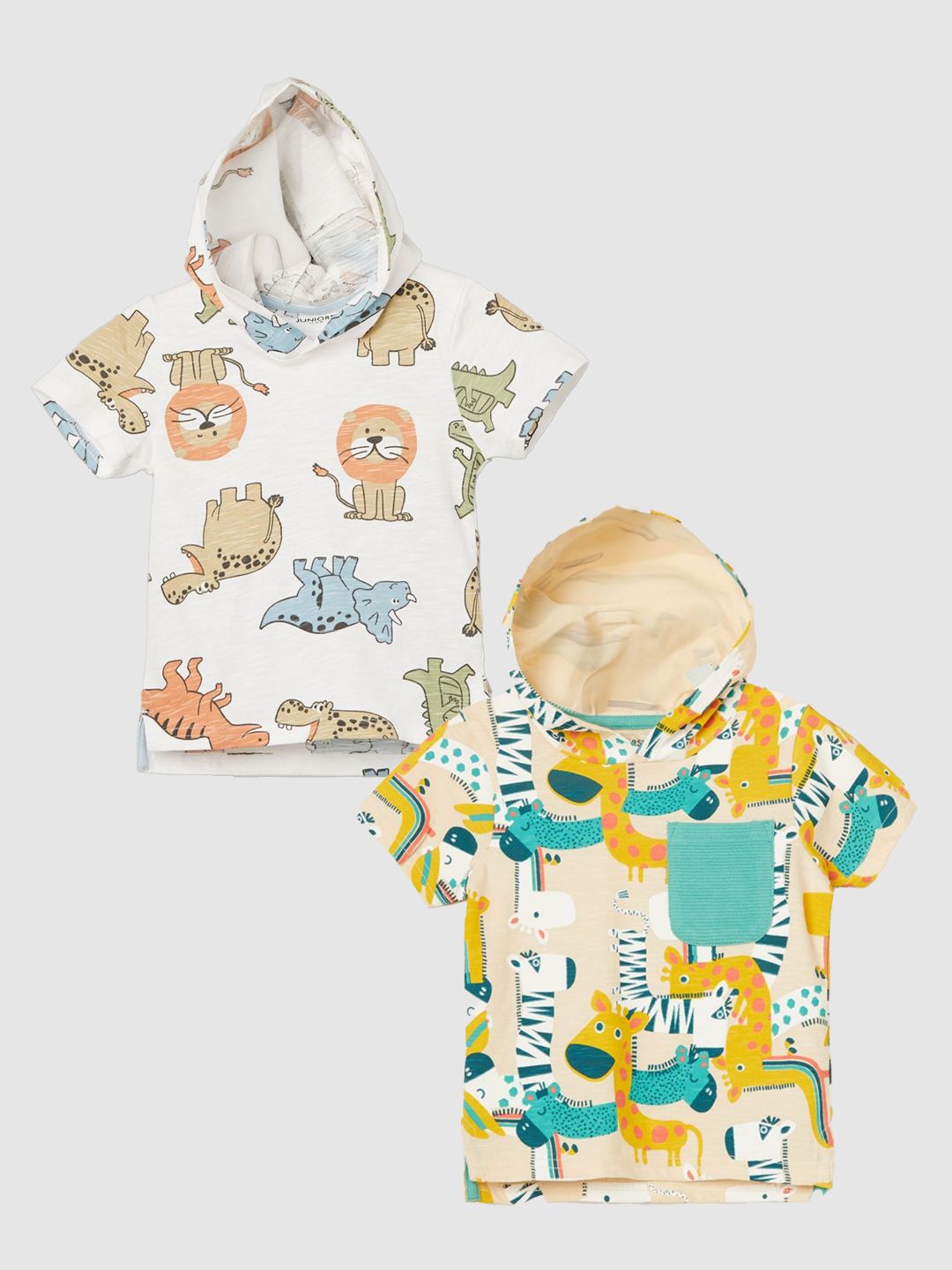 Juniors by Lifestyle Boys Pack of 2 Graphic Printed Hooded Pure Cotton T-shirts-picture-26