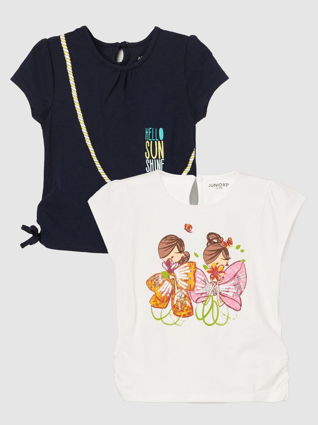 Juniors by Lifestyle Girls Pack of 2 Graphic Printed T-Shirts-picture-24