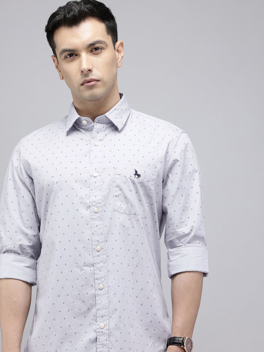 Van Heusen Pure Cotton Slim Fit Micro Ditsy Printed Casual Shirt-picture-31