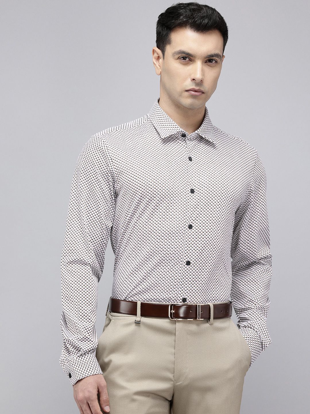 Van Heusen Slim Fit Geometric Printed Pure Cotton Formal Shirt-picture-11