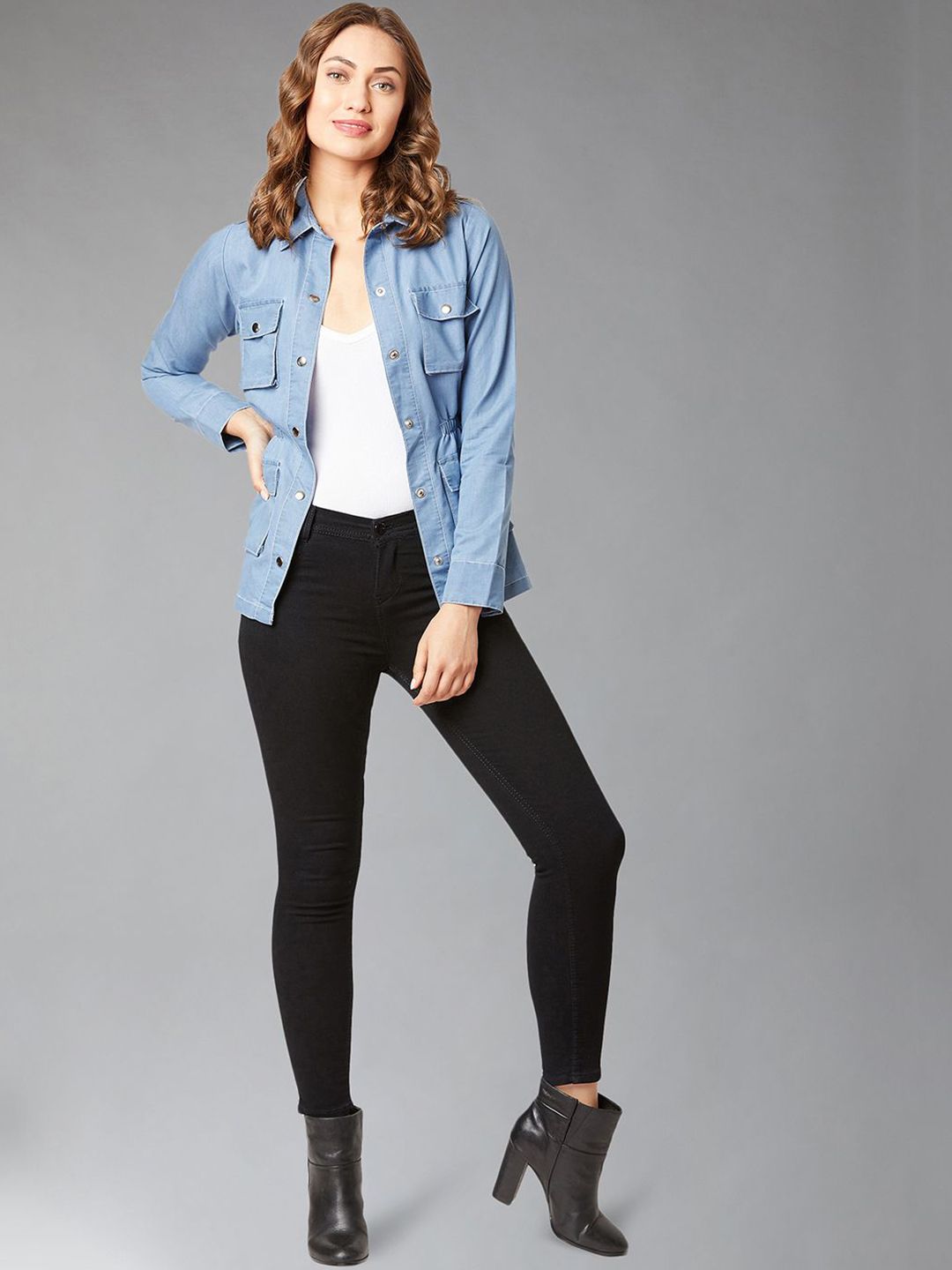 DOLCE CRUDO Spread Collar Denim Jacket