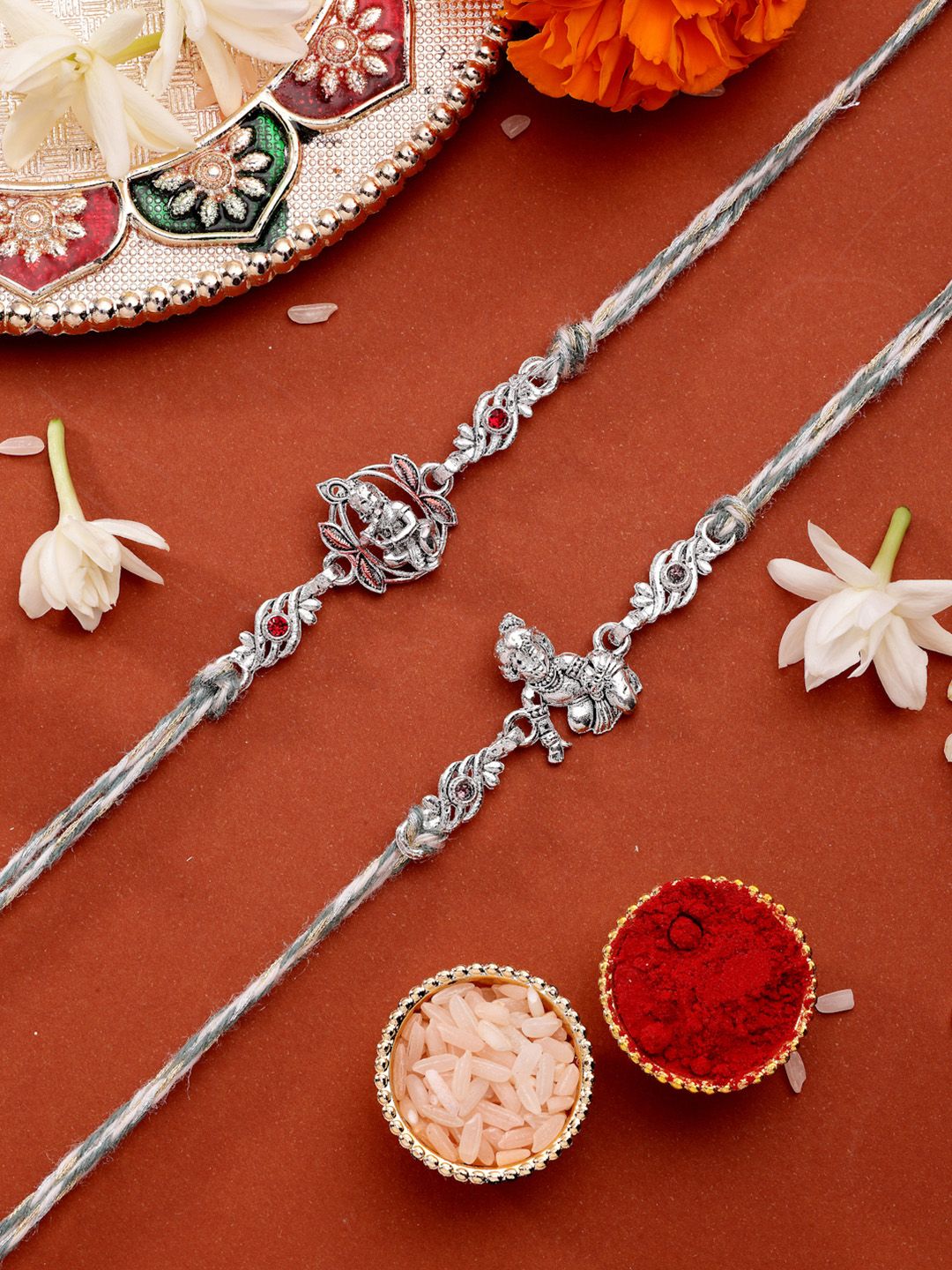 ADIVA Set Of 2 Rakhi With Roli Chawal & Greetings Card-picture-36